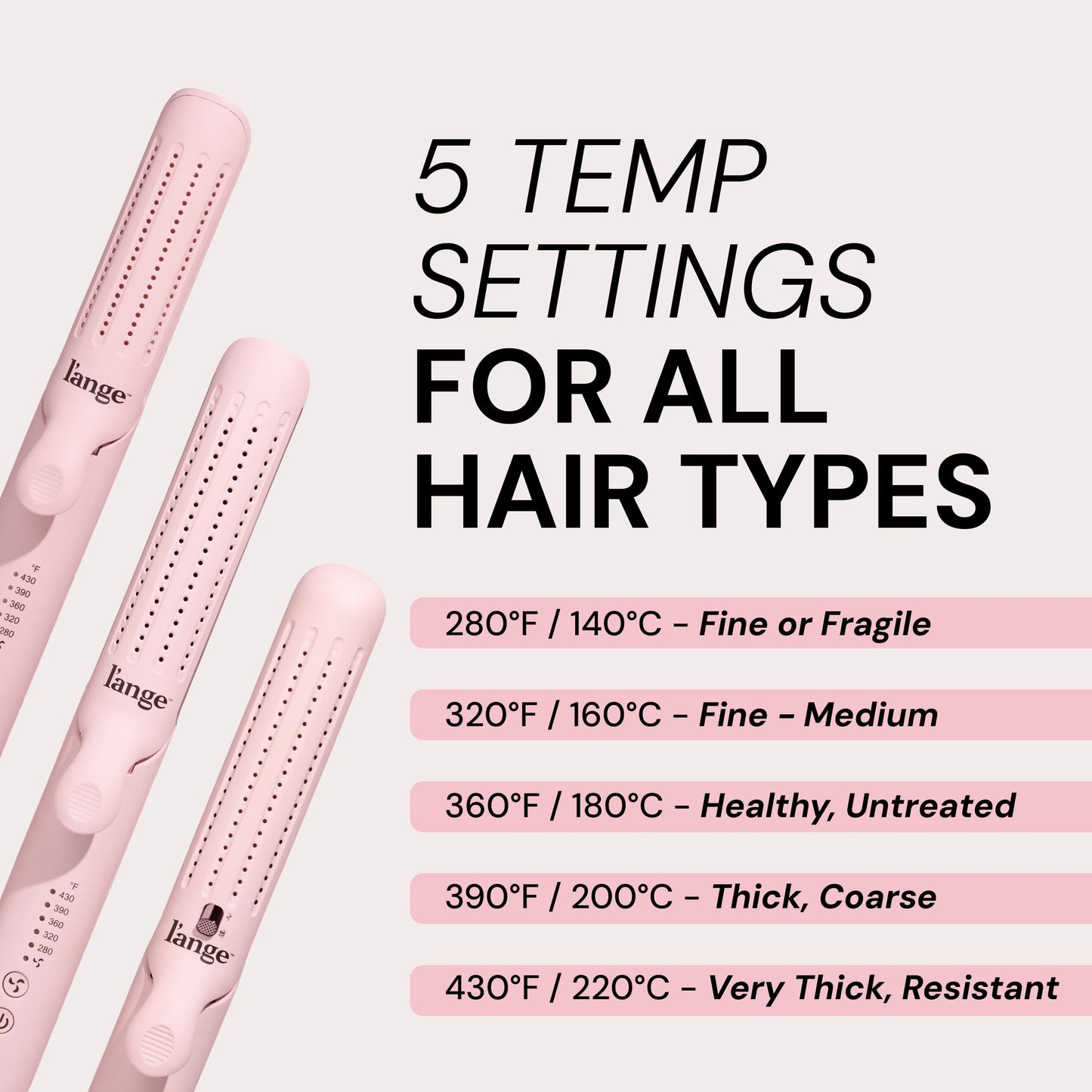 Misty Rose L'ANGE HAIR Le Duo Grande 360° Airflow 2 in 1 Straightener and Curler | 1 Inch Curling Wand & Titanium Flat Iron with 5.3" Plates | Hair Straightener & Curler for Long Hair (Blush)