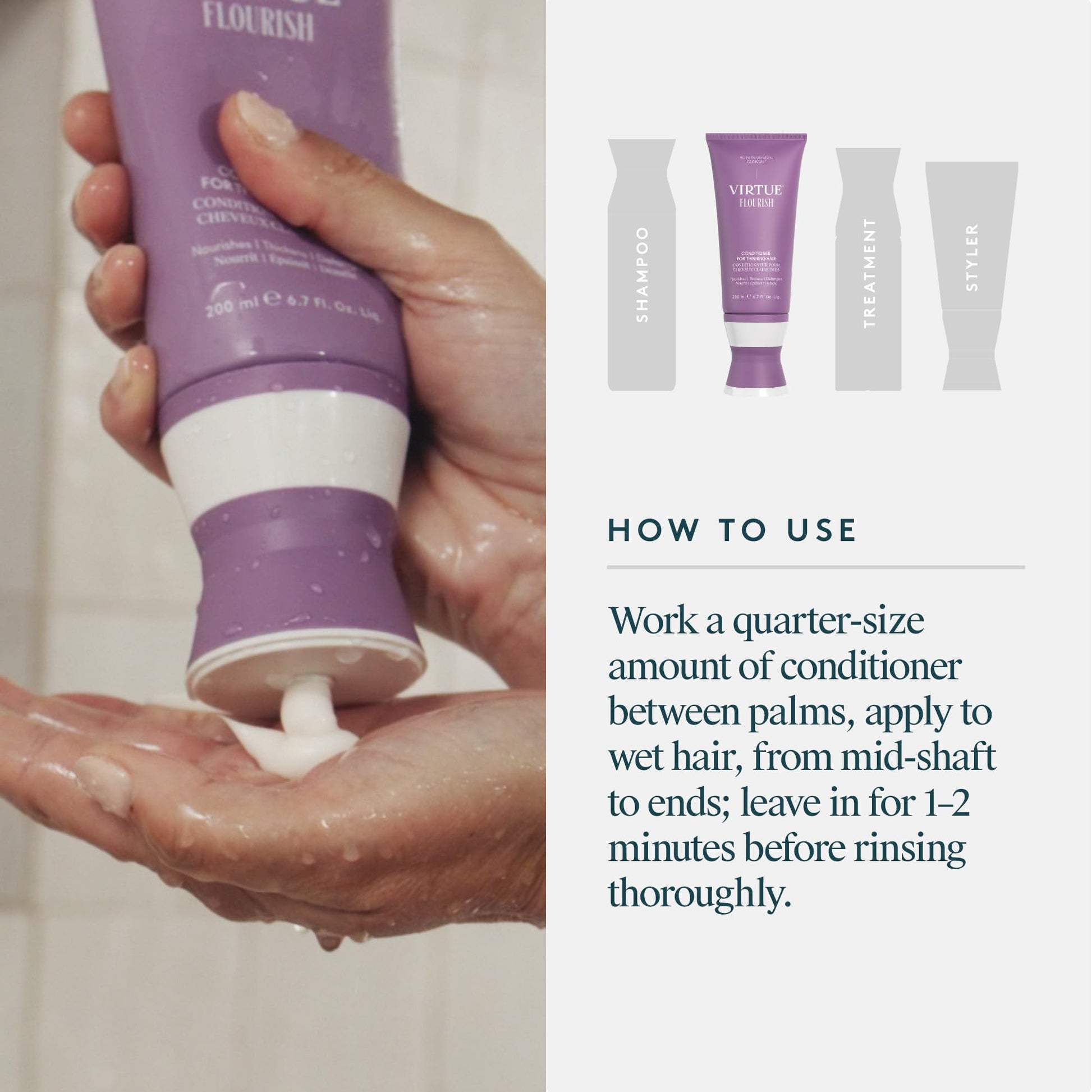 White Smoke Virtue Flourish Conditioner for Thinning Hair | Nourishes, Thickens, Detangles Thinning Hair
