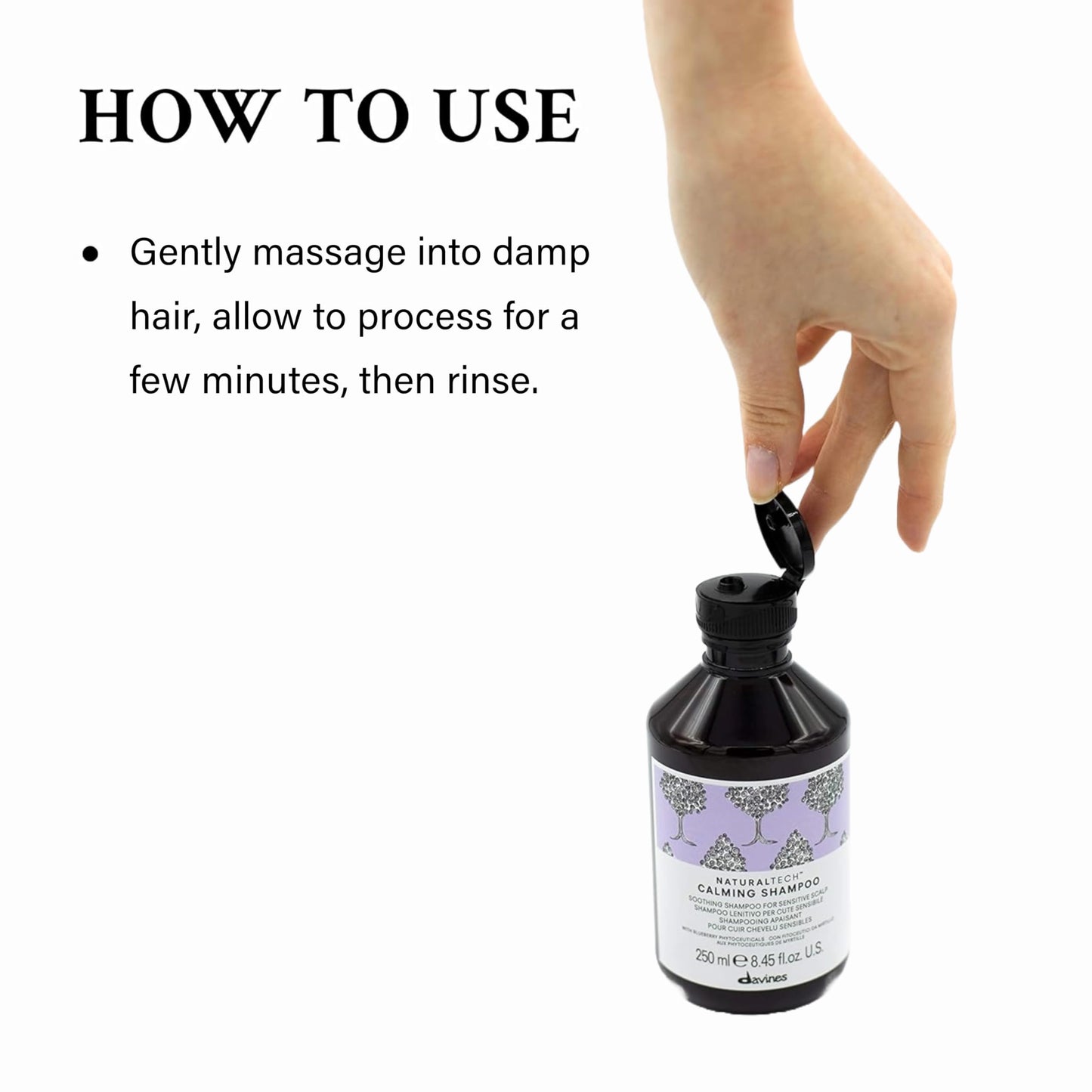 White Smoke Davines Naturaltech Calming Shampoo, Soothing & Relieving for Sensitive Scalp - With Blueberry Phytoceuticals - Gentle Cleanser Reduces Itching & Redness, 8.45 Fl Oz