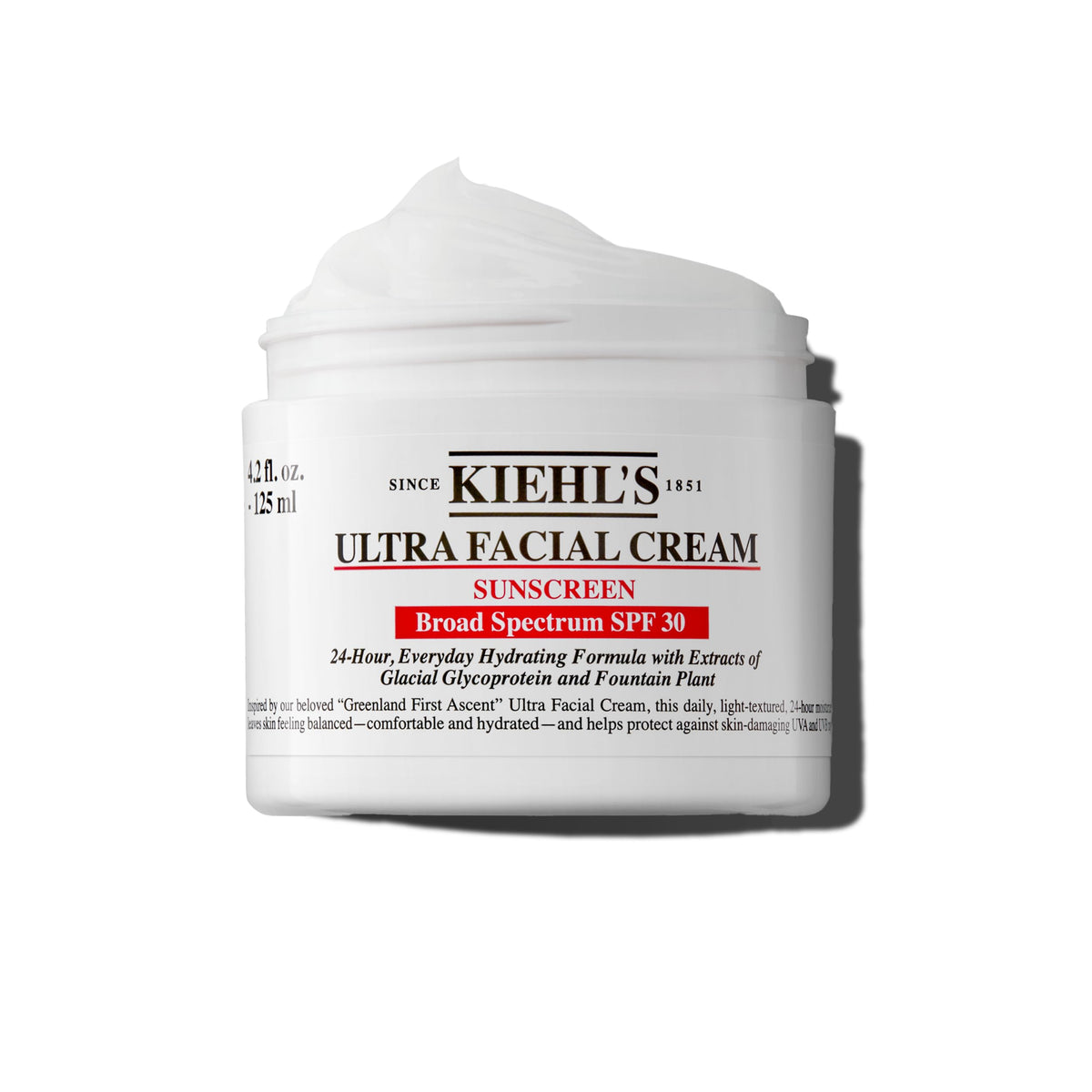 White Smoke Kiehl's - Ultra Facial Cream Daily Moisturizer with SPF 30 Face Cream for 24-Hour Hydration & UV Sunscreen Protection - With Squalane - Suitable for All Skin Types