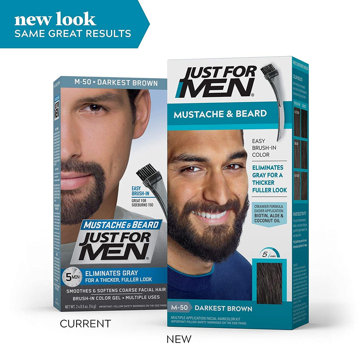 White Smoke JUST FOR MEN Color Gel Mustache & Beard, M-50 Darkest Brown 1 ea (Pack of 5)