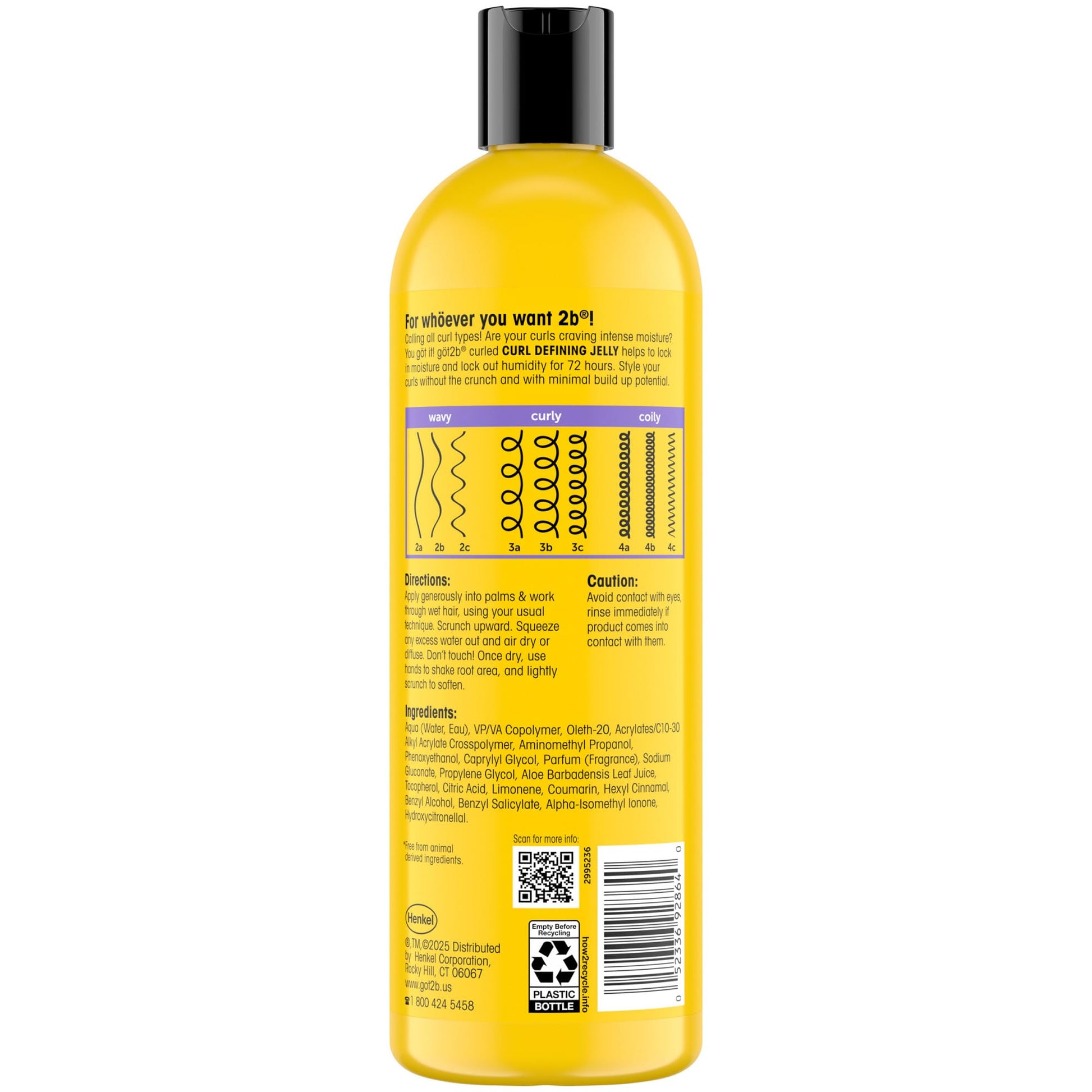 White Smoke Got2B Curled Curl Defining Jelly, 15 Fl Oz, Curl Gel with 72-Hour Frizz Control, Locks in Moisture for Wavy, Curly & Coily Hair, Light Hold, No Crunch Vegan Formula with Vitamin E and Argan Oil