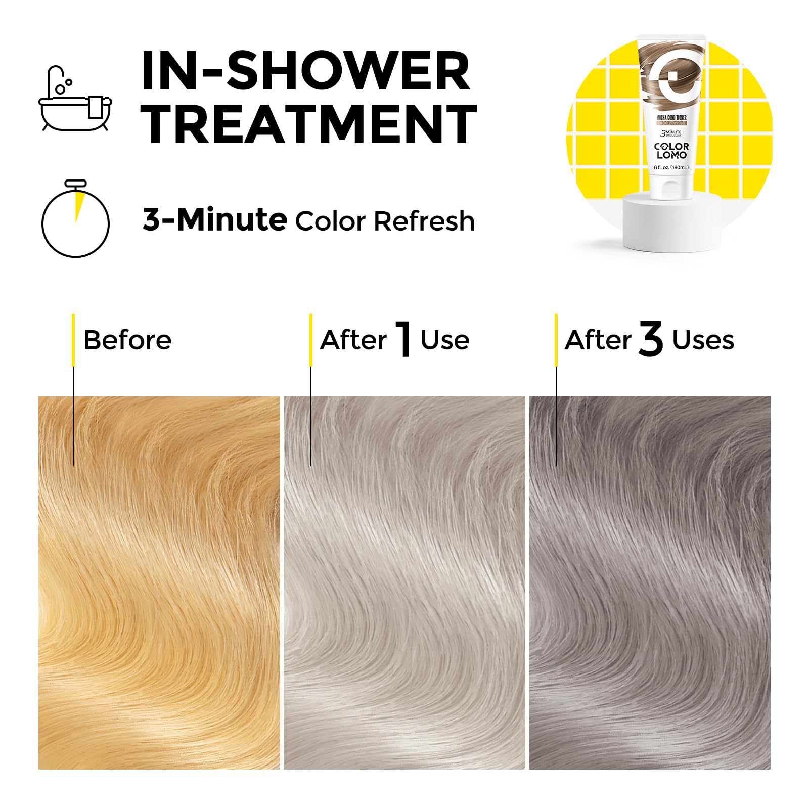 White Smoke COLORLOMO Semi Permanent Hair Color - 6 oz Color Depositing Conditioner with Shea Butter & Almond Oil- Color Conditioner Depositing Hair Mask - Vegan, Paraben, Ammonia & Sulfate Free -Mocha