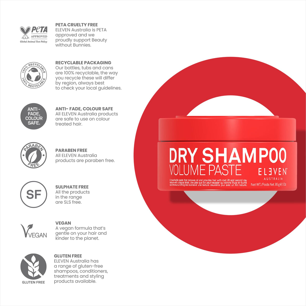 White Smoke ELEVEN AUSTRALIA Dry Shampoo Volume Paste - for Men and Women, Adds Texture & Freshness to Hair, Absorbs Oil, Volumizing Lightweight Formula, No Residue