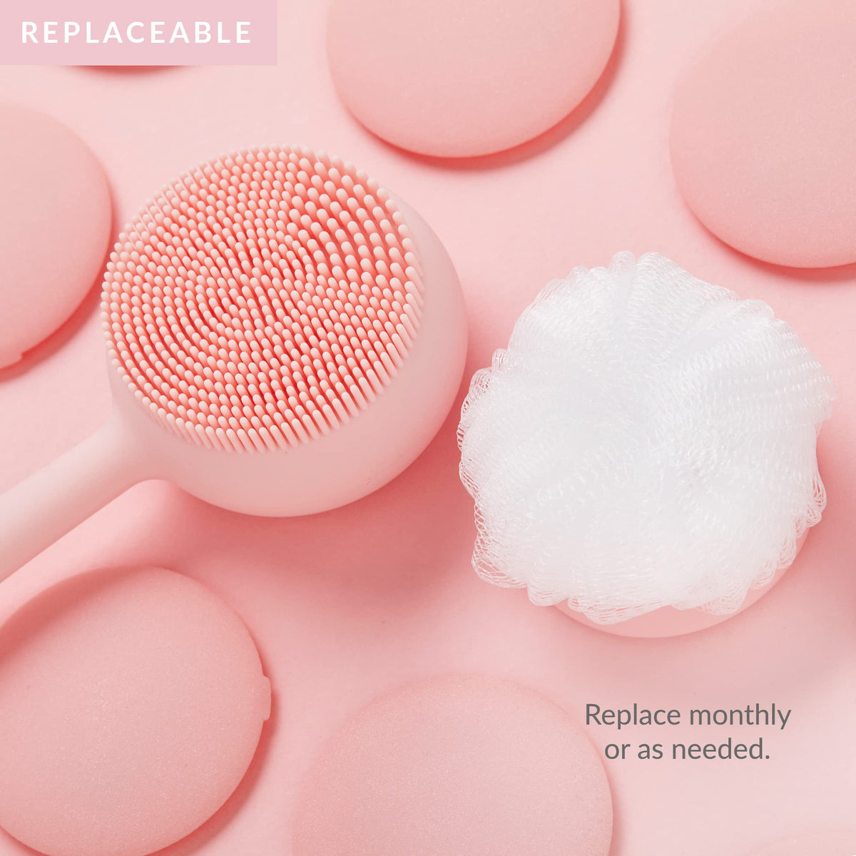 Light Pink PMD Beauty Clean Body - Elecrtic Smart Cleansing Device with Silicone Brush & Three Interchangeable Attachments to Cleanse, Exfoliate, & Massage Body