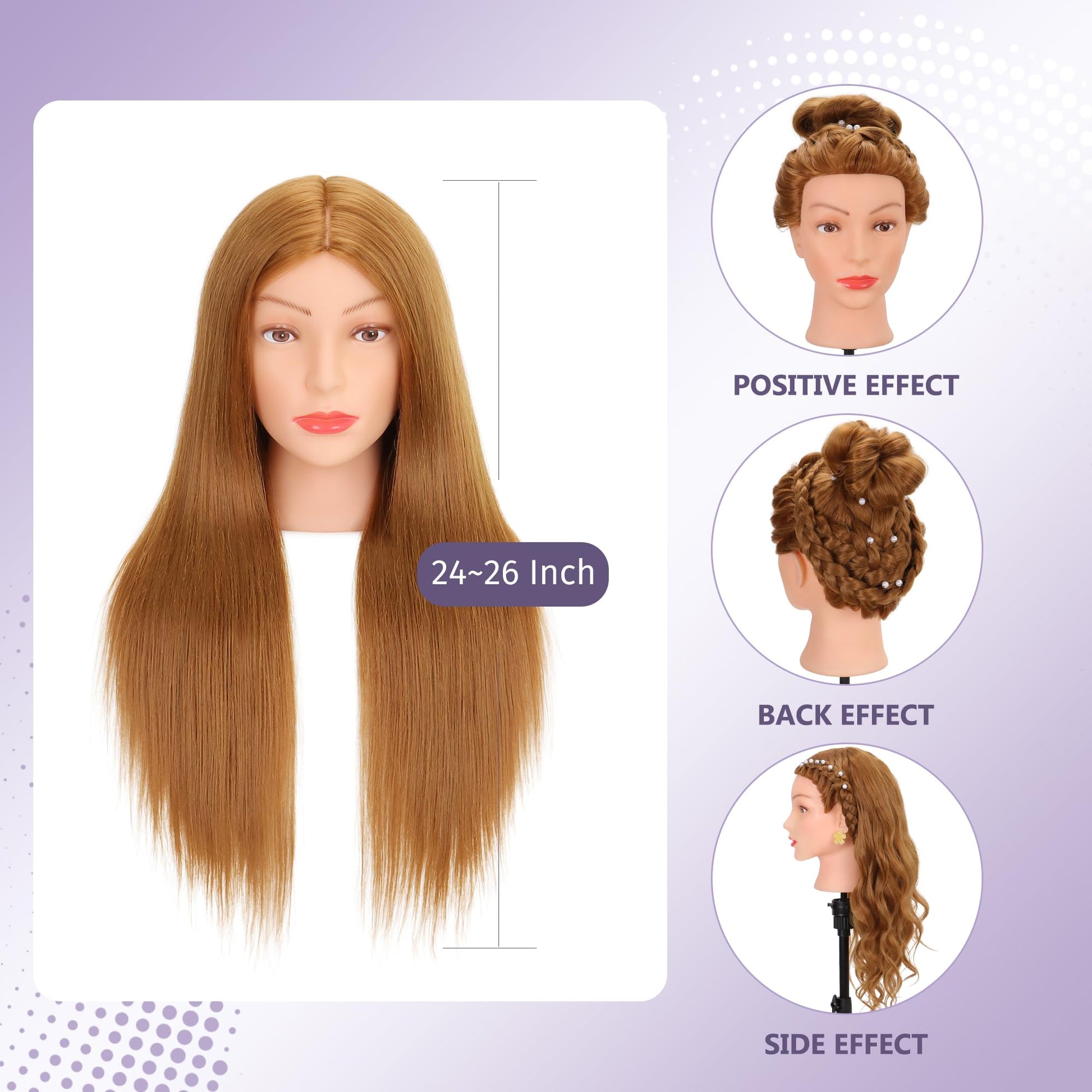White Smoke Mannequin Head Human Hair 80% Real Hair Cosmetology Mannequin Head for Braiding Styling Cutting 26-28” Doll Head with Clamp Tools (Blonde)