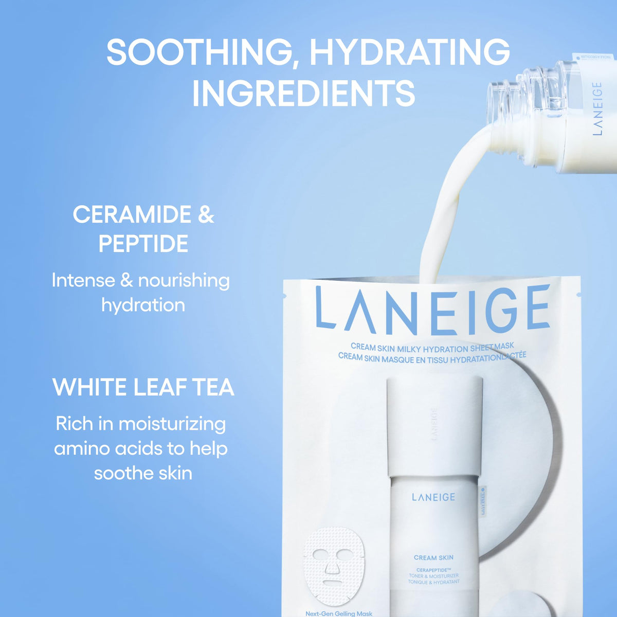 Light Blue LANEIGE Cream Skin Face Hydrating Milky Toner | Korean Toner & Moisturizer
