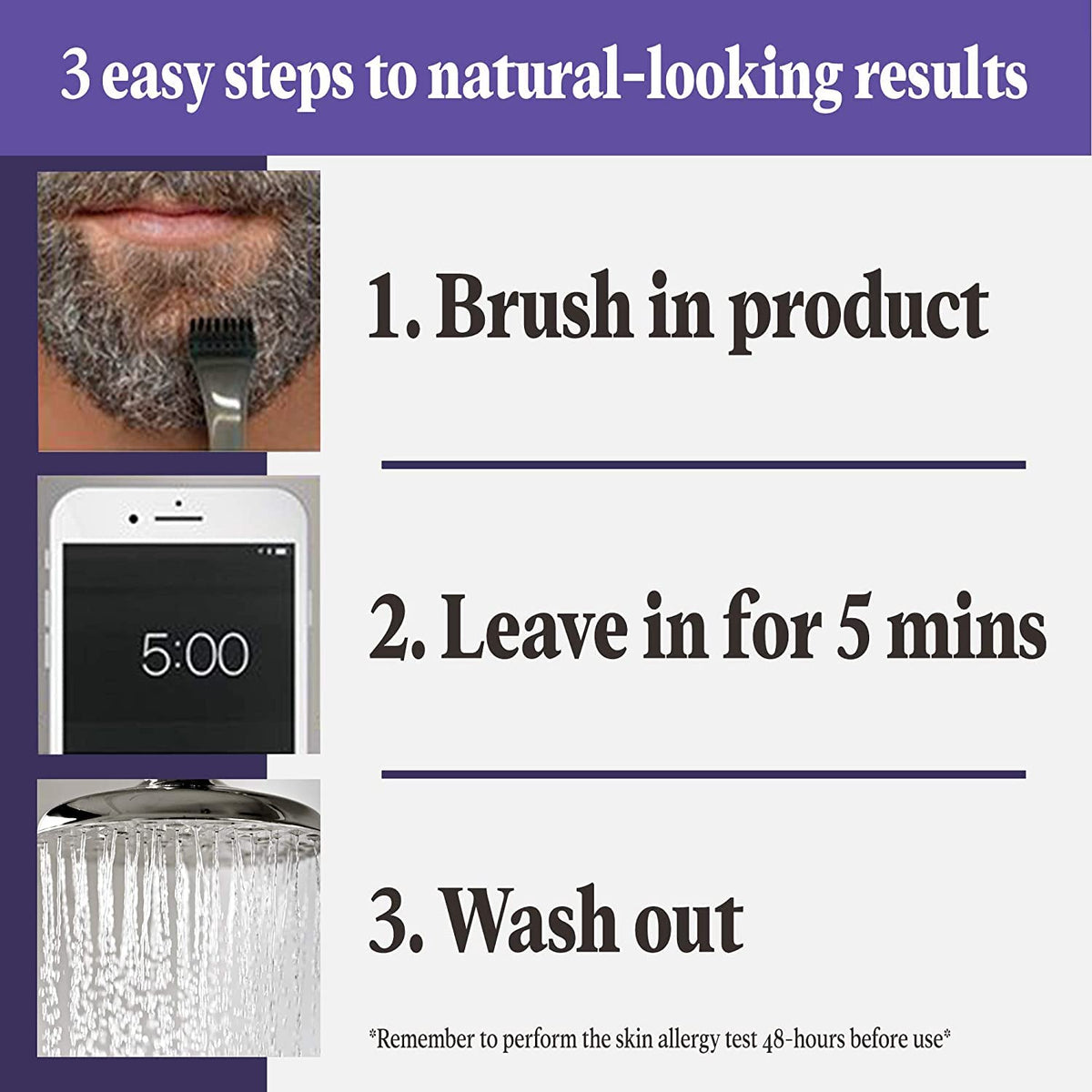 White Smoke Just For Men Touch of Gray Mustache & Beard, Beard Coloring for Gray Hair with Brush Included for Easy Application, Light & Medium Brown B-25/35, Pack of 3