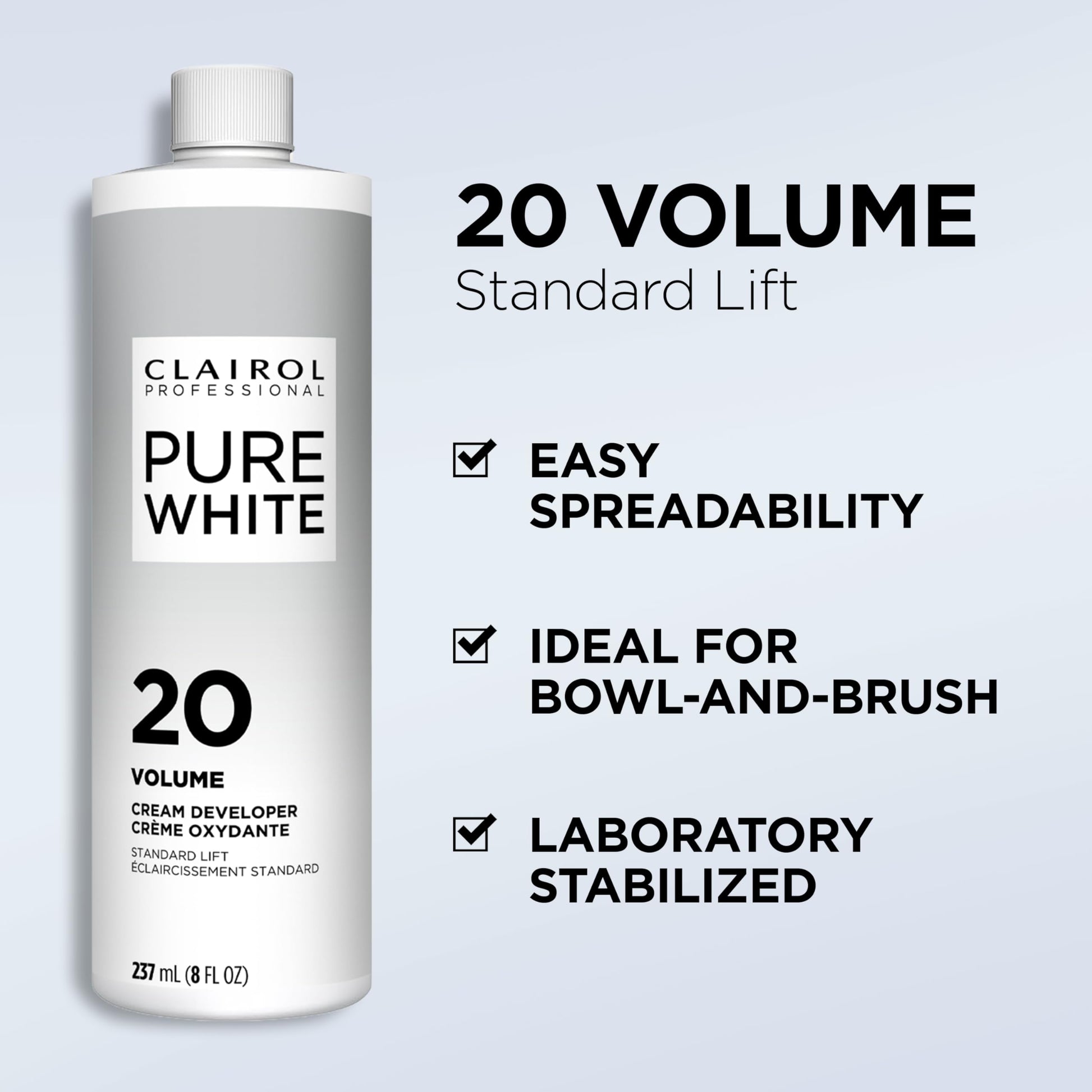 Lavender Clairol Professional Pure White 20 volume Crème Developer, 16 oz (Pack of 1)