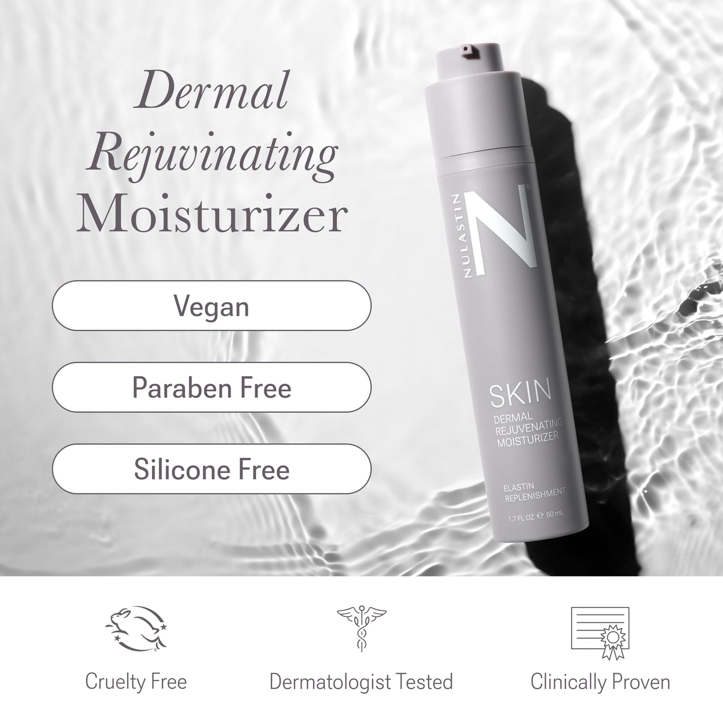 White Smoke NULASTIN Dermal Rejuvenating Face Moisturizer for Women with Elastin, Peptides & Ceramides - Firming, Anti Aging Barrier Repair Cream for Dry, Mature Skin - Vegan, Silicone Free, 1.7 Fl Oz