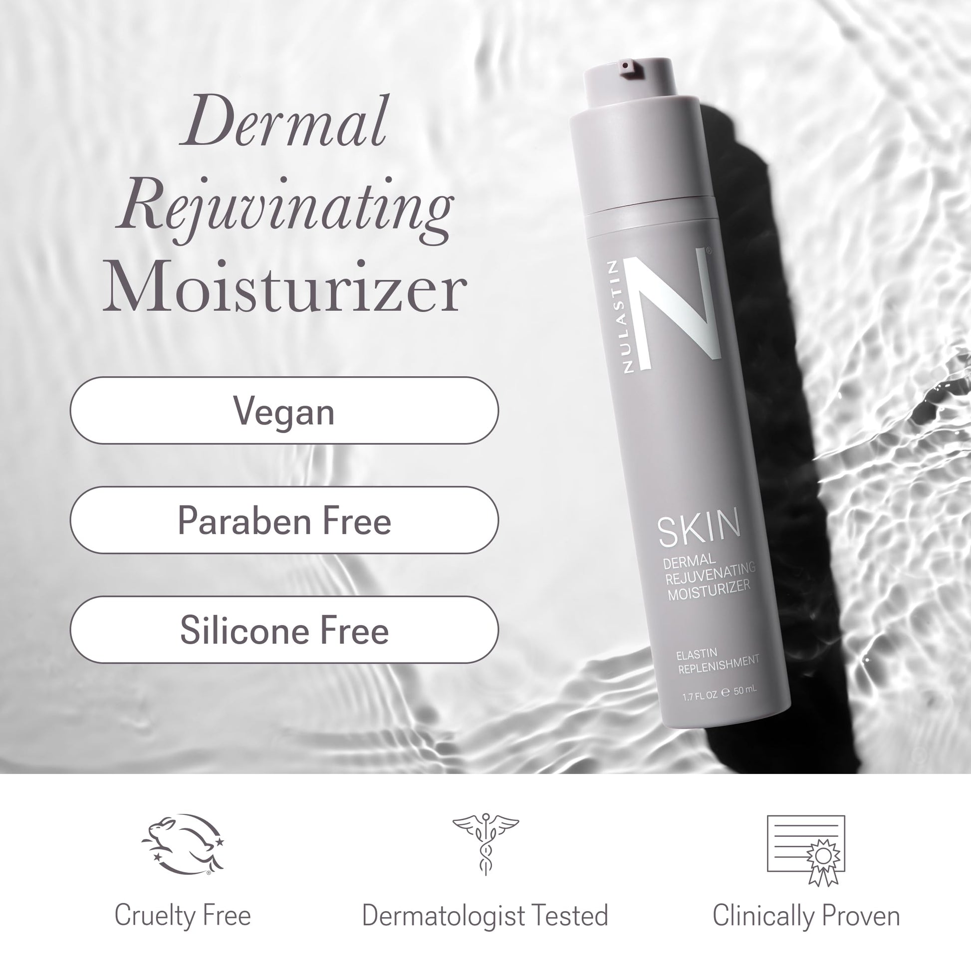 White Smoke NULASTIN Dermal Rejuvenating Face Moisturizer for Women with Elastin, Peptides & Ceramides - Firming, Anti Aging Barrier Repair Cream for Dry, Mature Skin - Vegan, Silicone Free, 1.7 Fl Oz