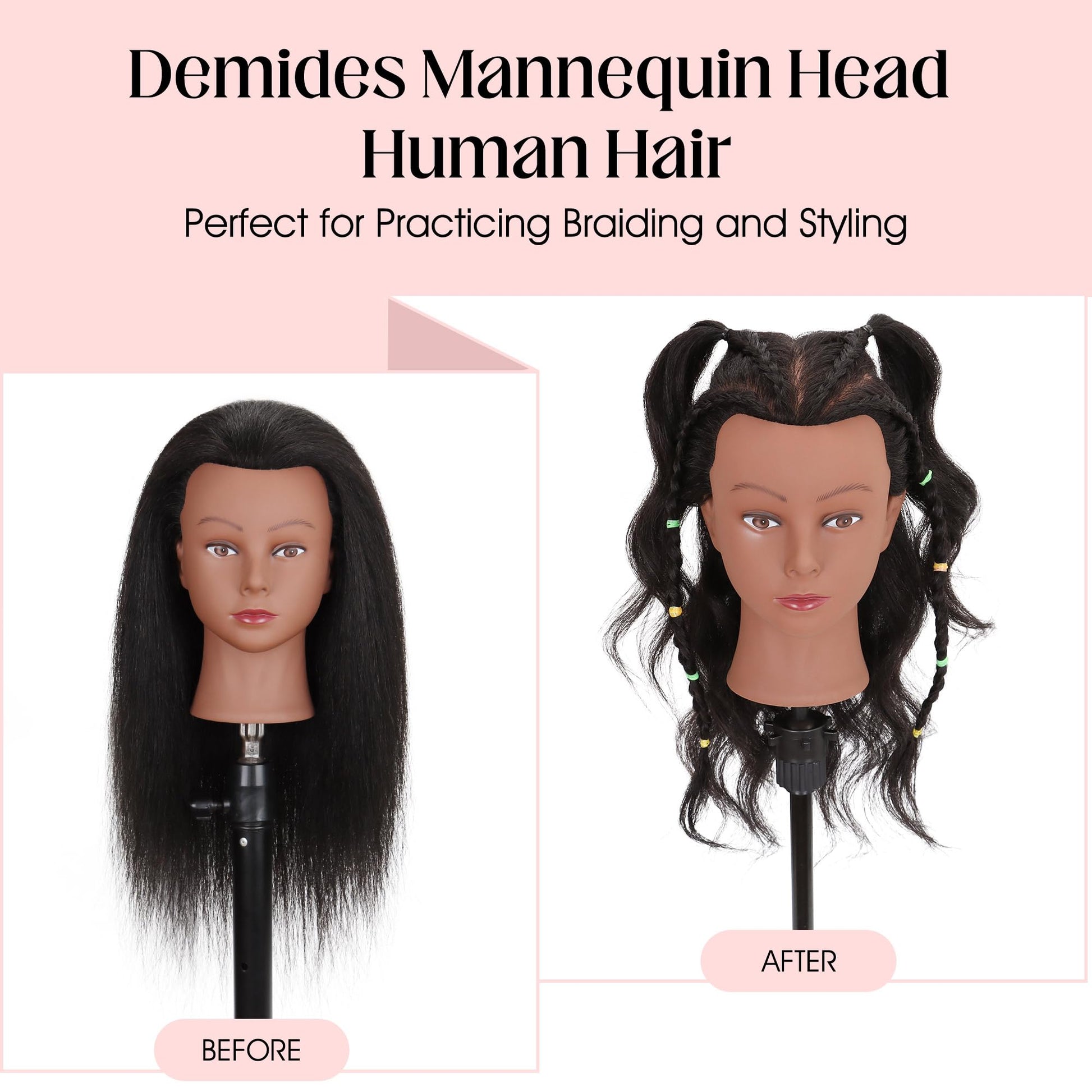 White Smoke Mannequin Head 100% Real Human Hair 16", Mannequin Head Human Hair Cosmetology Doll Head for Hair Styling, Manikin Head for Braiding With Clamp Holder
