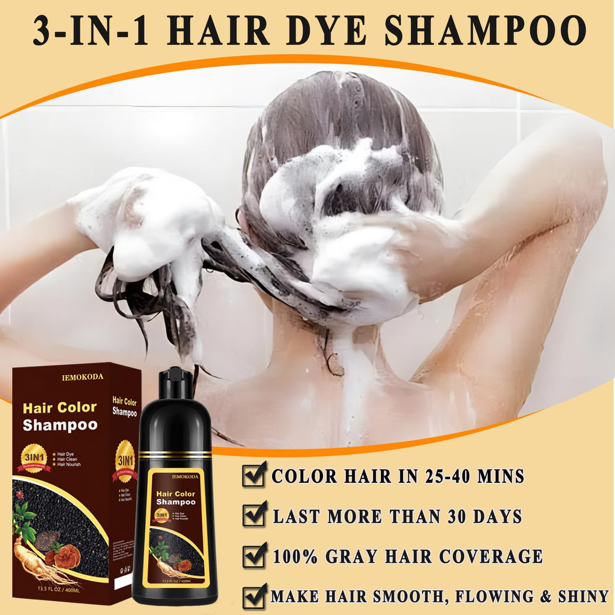 Lavender TYAYW Deep Wine Red Hair Dye Shampoo 3 in 1 for Gray Hair, Instant Hair Dye for Men Women, Long-lasting & Natural Hair Color Shampoo, Effect in Minutes, 16.9 Fl Oz