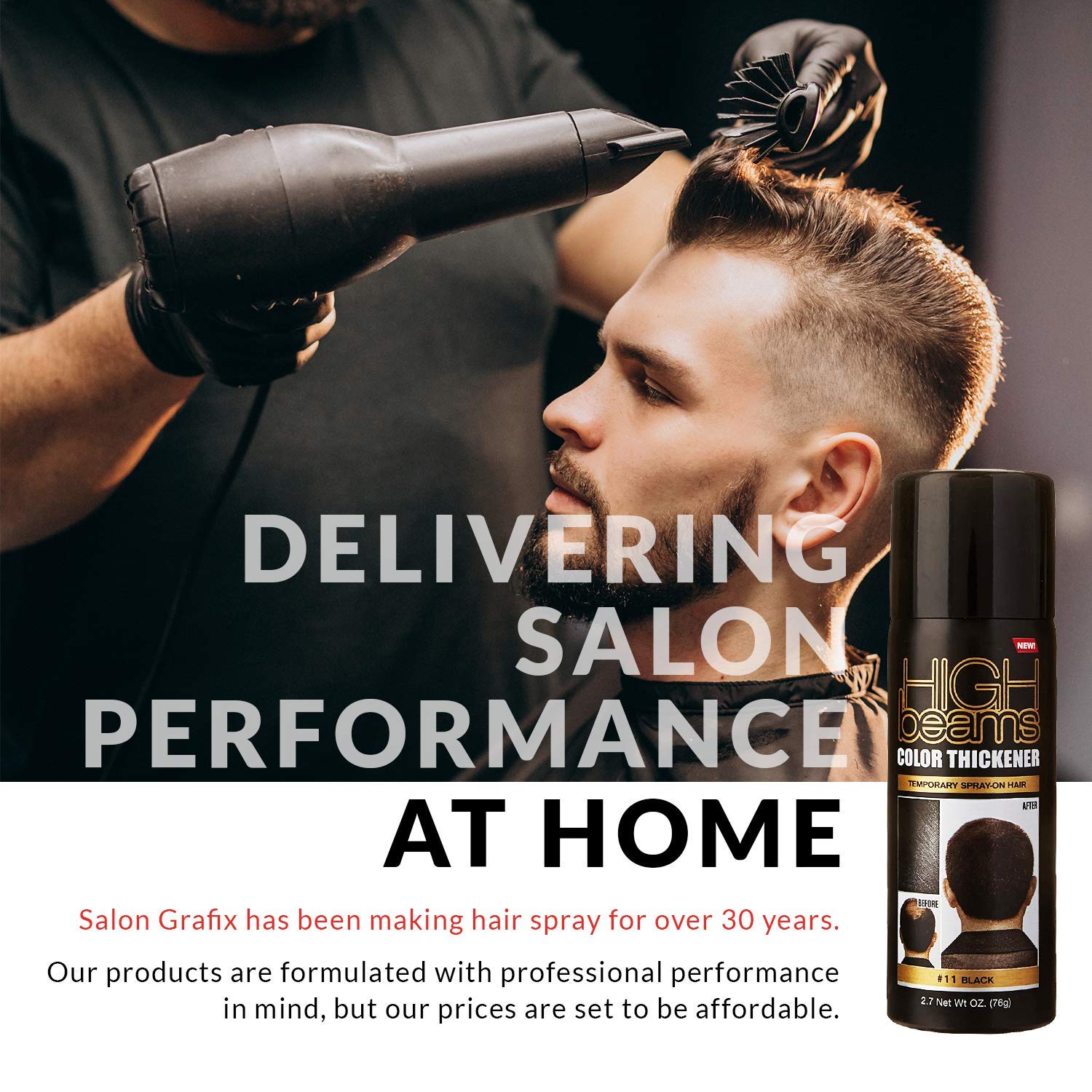 White Smoke Salon Grafix High Beams Color Thickener Temporary Spray - Black for Unisex - 2.7 oz Hair Color