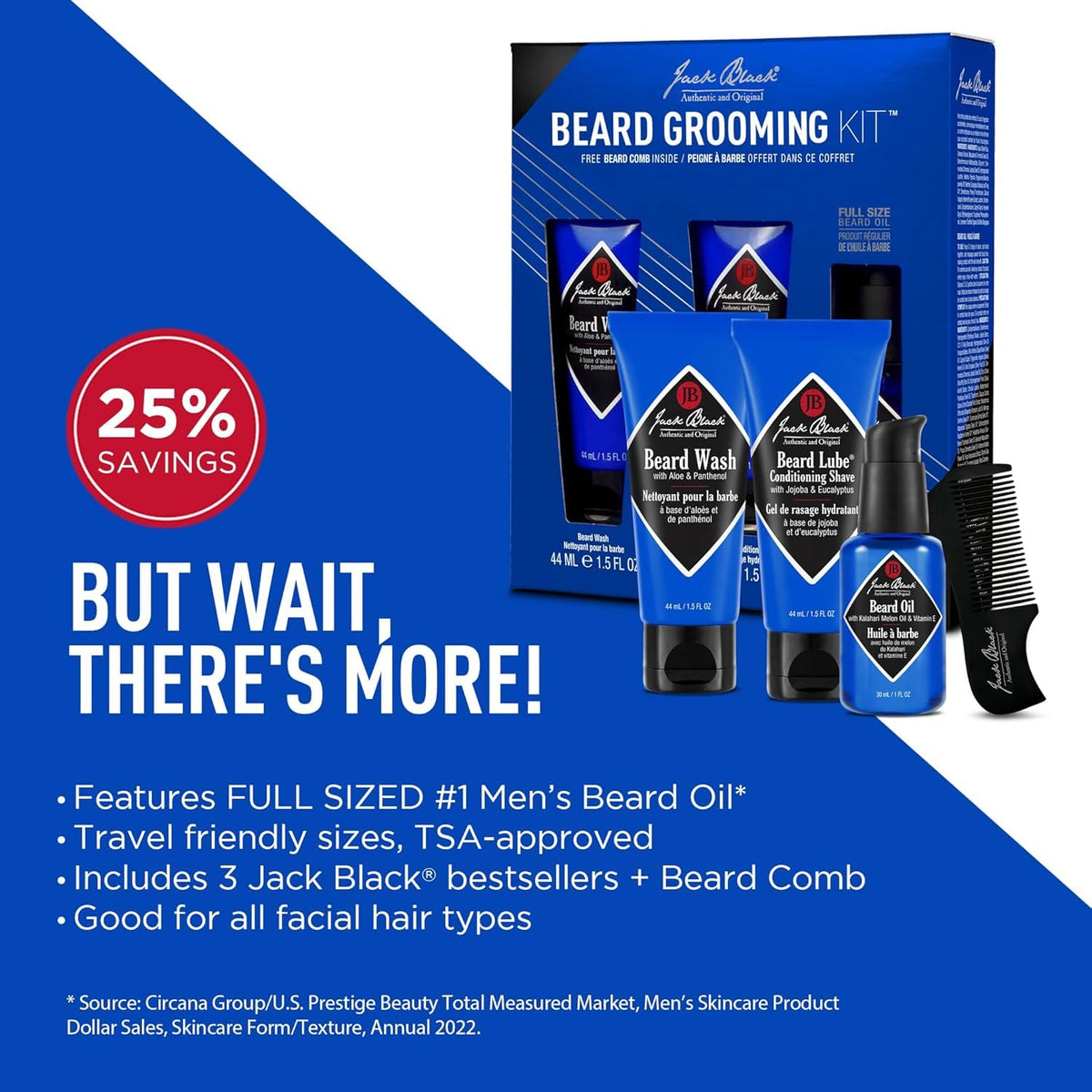 White Smoke Jack Black Travel Size Beard Grooming Kit for Men