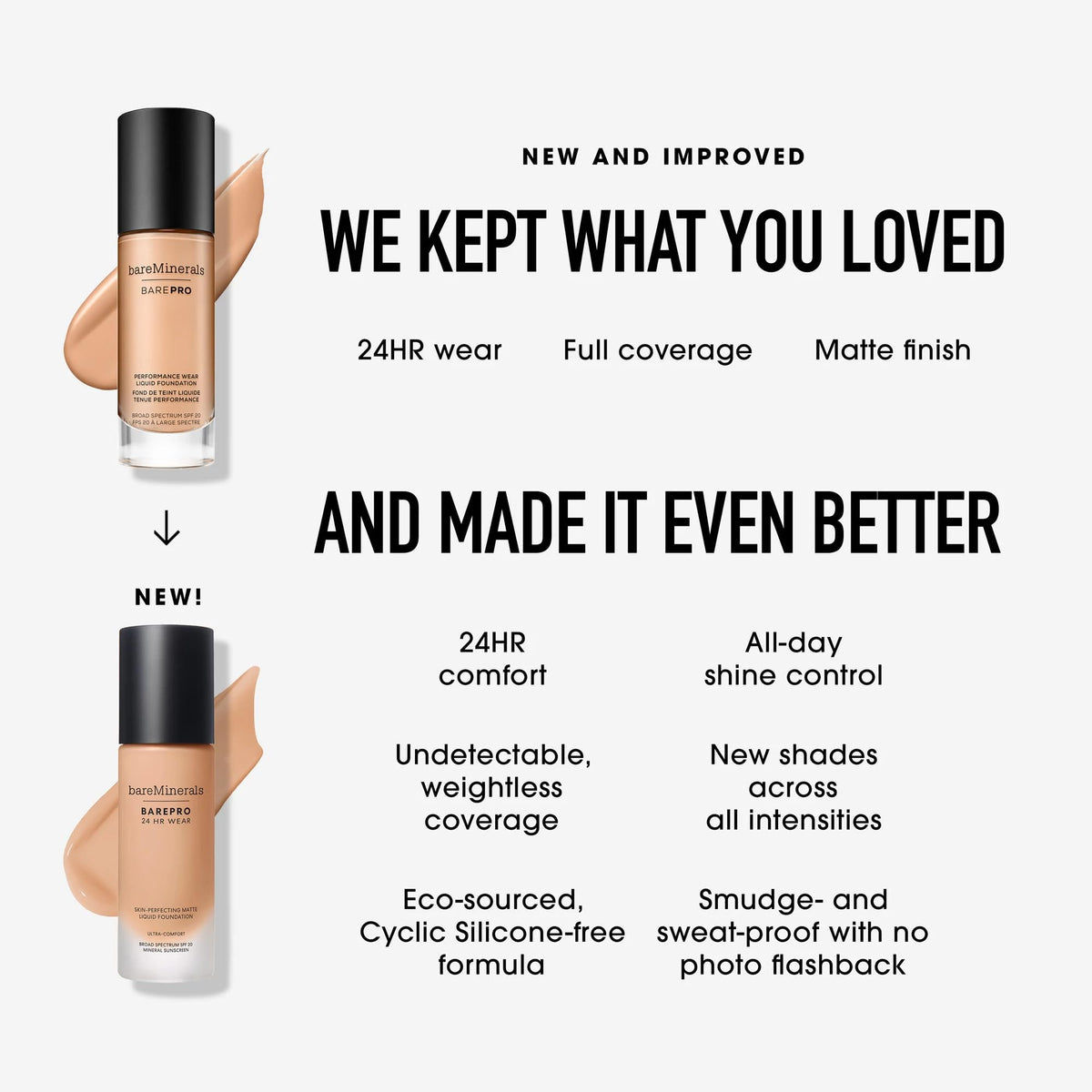 White Smoke bareMinerals BAREPRO Matte Liquid Foundation, SPF 20, Deep 50N, 1 oz