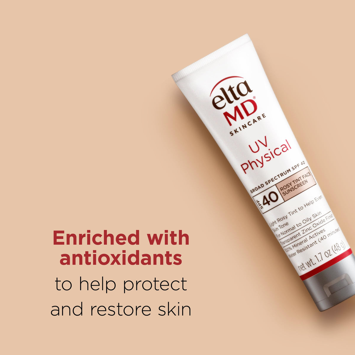 Wheat EltaMD UV Physical Rosy Tinted 100% Mineral Face Sunscreen, SPF 40, 1.7 oz