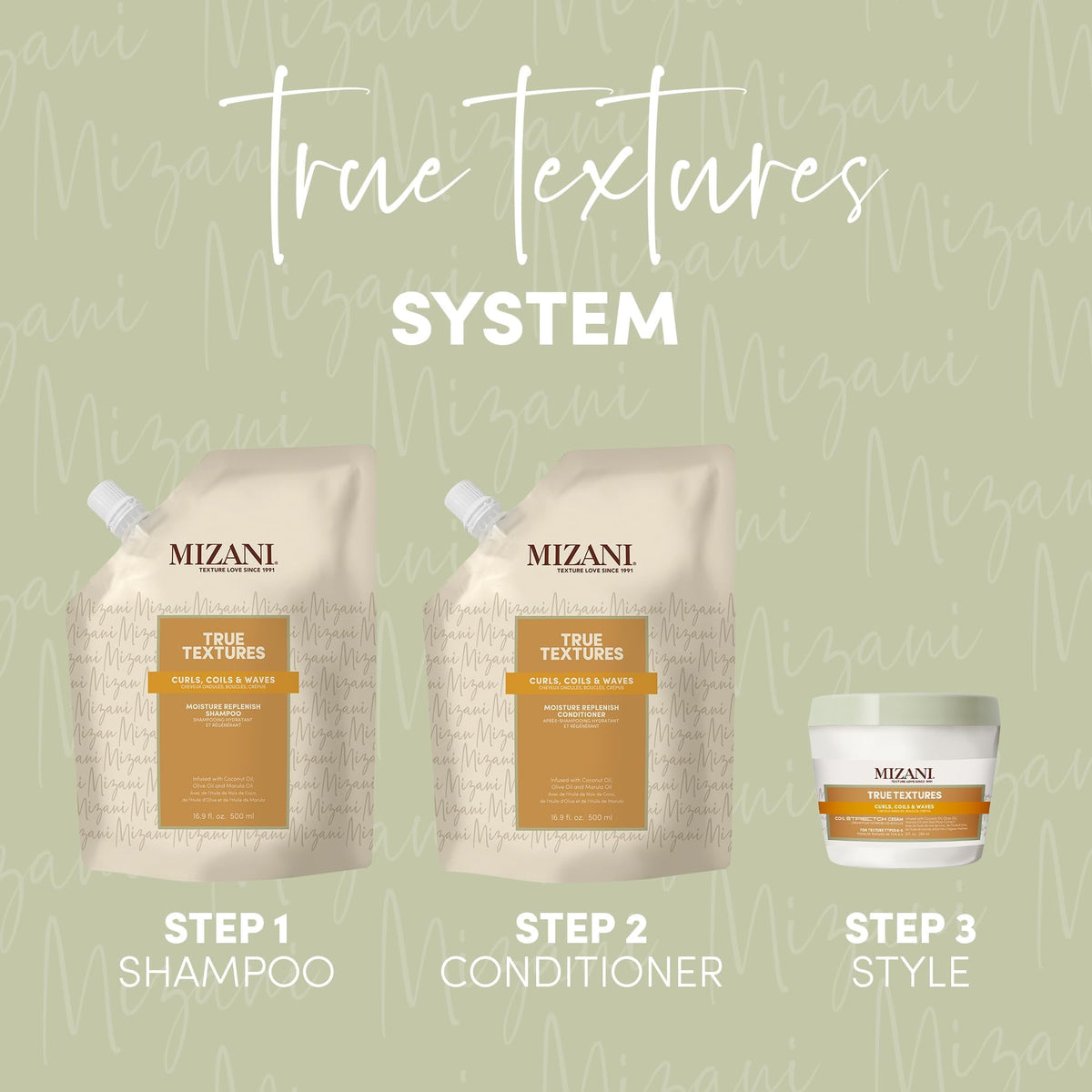 Gray Mizani True Textures Cream Cleansing Conditioner – For Curly Hair, 16.9 oz