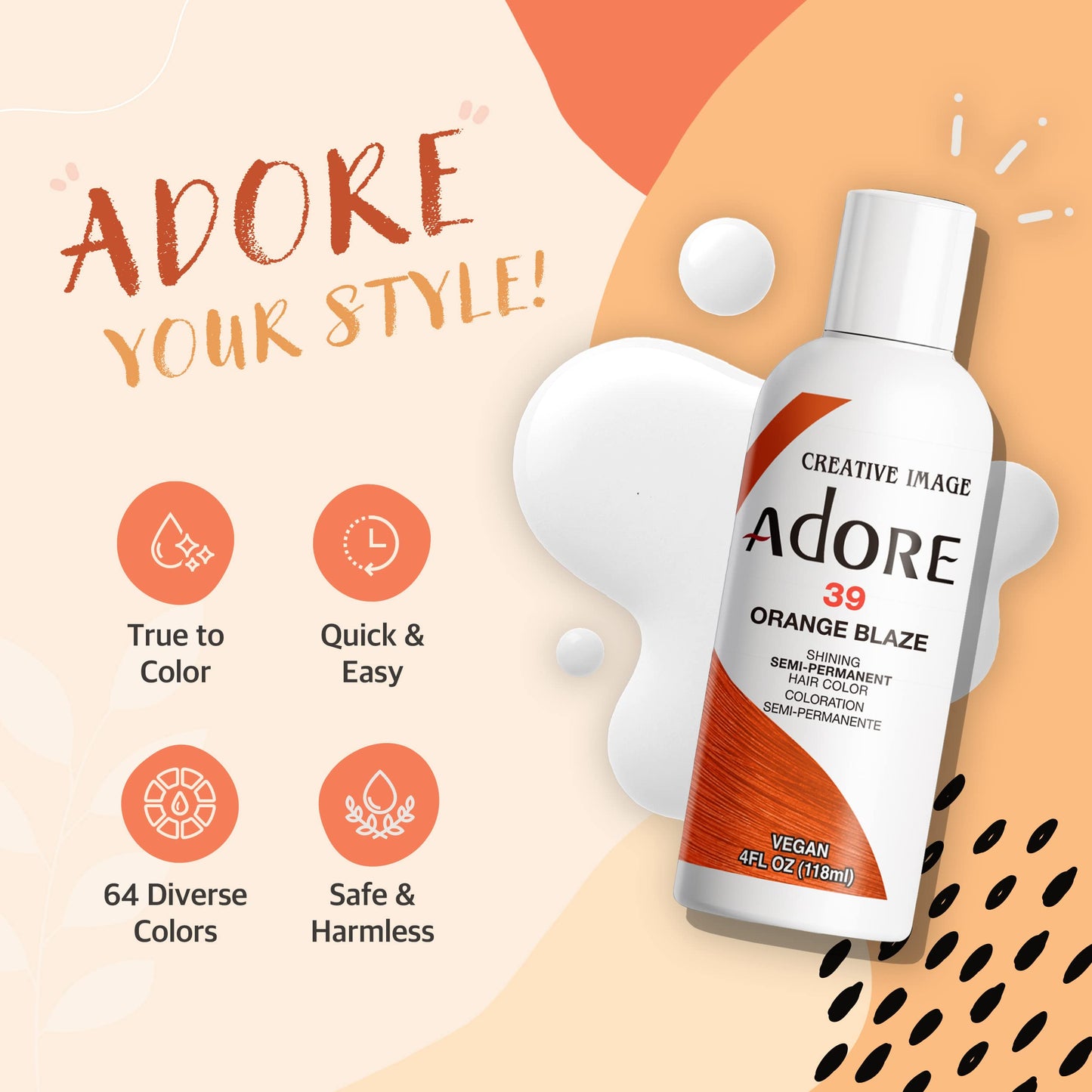 Antique White Adore Semi Permanent Hair Color - Vegan and Cruelty-Free Hair Dye - 4 Fl Oz - 197 Peri Winkle (Pack of 3)