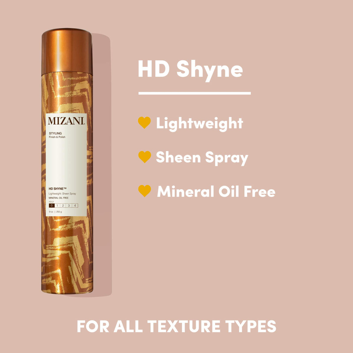Tan MIZANI HD Shyne Lightweight Hairspray - Weightless Formula, Mineral