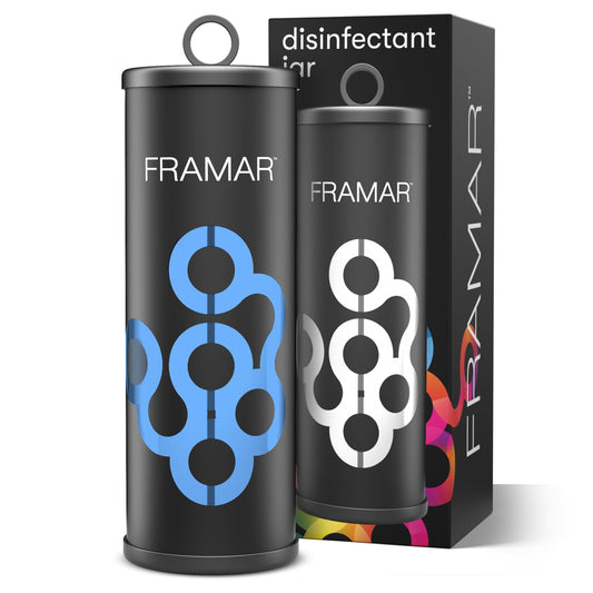 White Smoke FRAMAR Disinfectant Jar For Salon - Hair Disinfectant Liquid, Salon Disinfectant Jar, Barber Accessories, Barber Cleaning Supplies, Salon Accessories, Aesthetic Design, Non Slip Base – Matte
