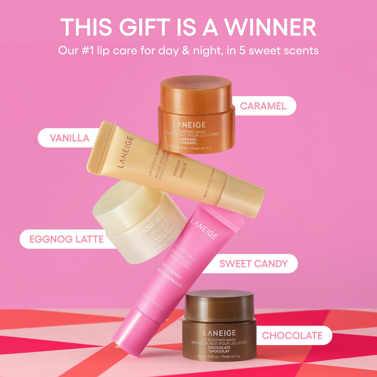 Hot Pink LANEIGE Midnight Minis: Limited-Edition Holiday Lip Care Gift Set for Day & Night Hydration