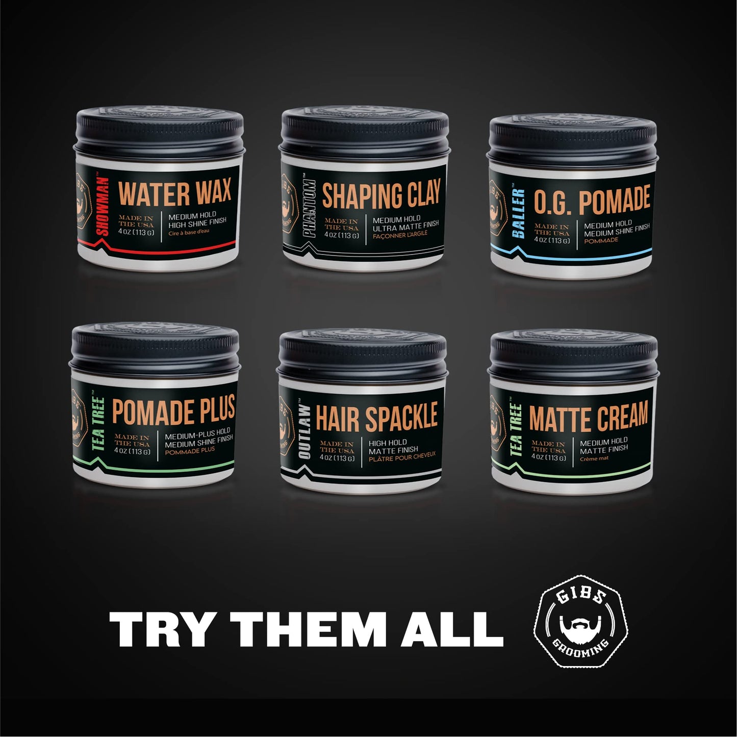 Black GIBS Grooming Outlaw Hair Spackle (4 oz) High Hold - Matte Finish - Pomade/Hair Clay for Men - Holy Basil & Hops Blend - Dark Plum, Clove & Black Currant Fragrance - Scalp Moisturizer - Made in USA