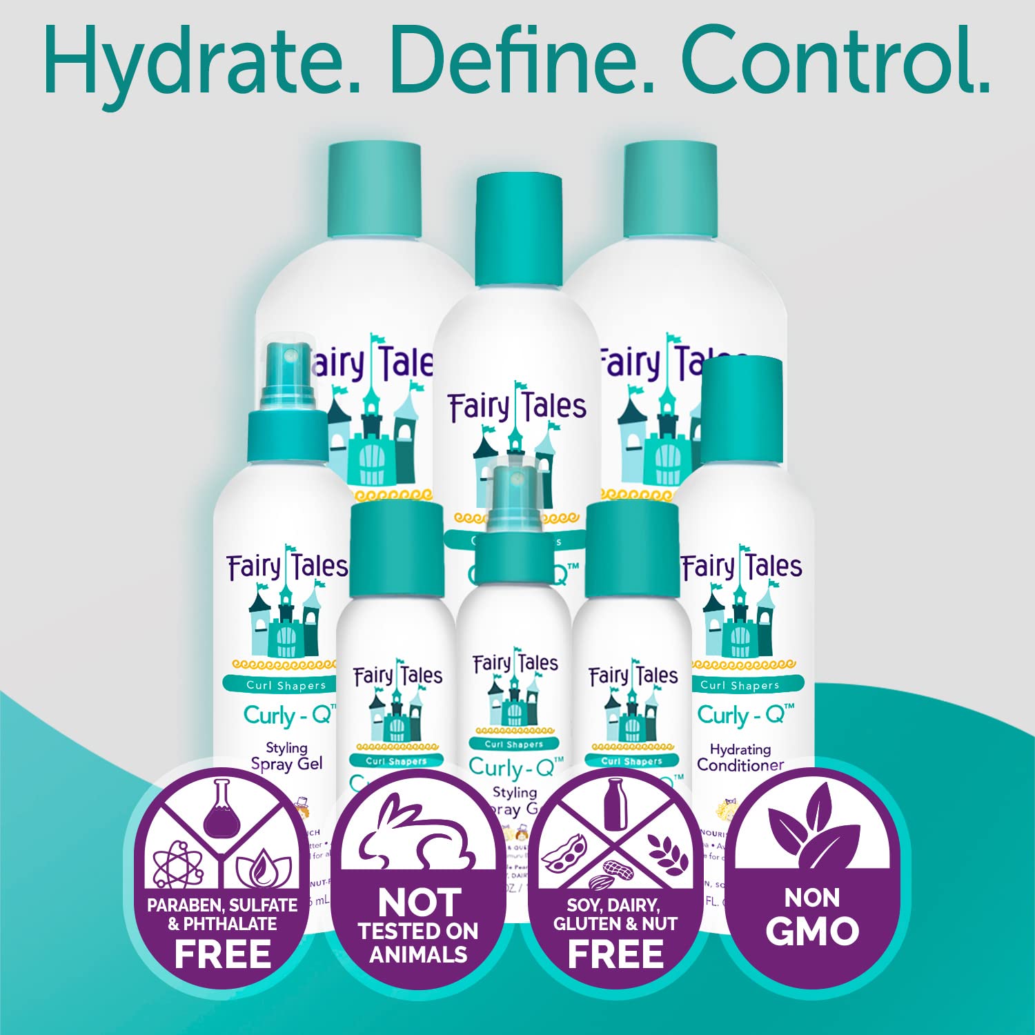 Lavender Fairy Tales Curly Q Hydrating Kids Conditioner – Paraben, Sulfate, Gluten, and Nut Free – For all Types of Curls Including Multi Cultural Hair – 32oz.