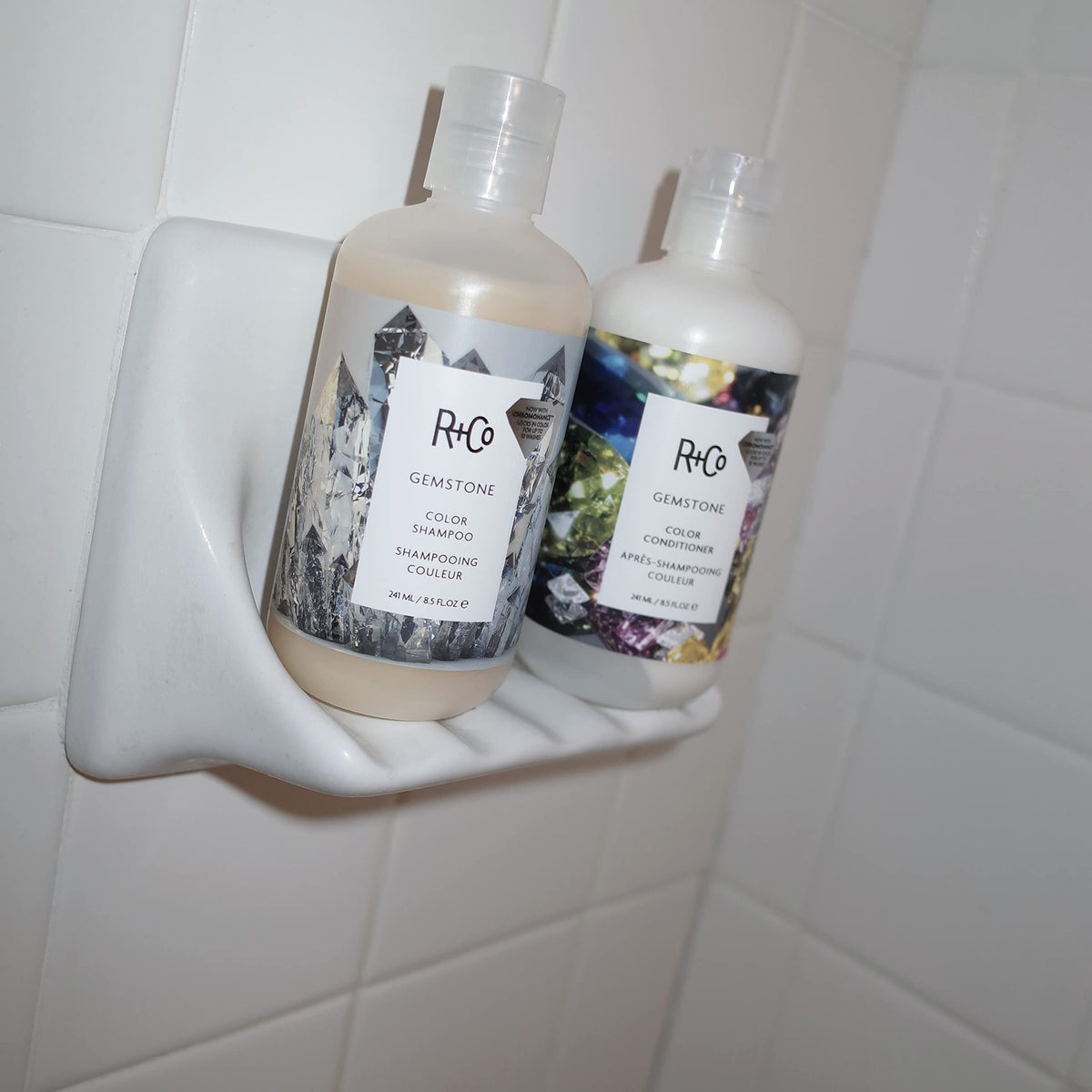 Dark Gray R+Co GEMSTONE Color + Repair Shampoo/Conditioner Tandem Packette