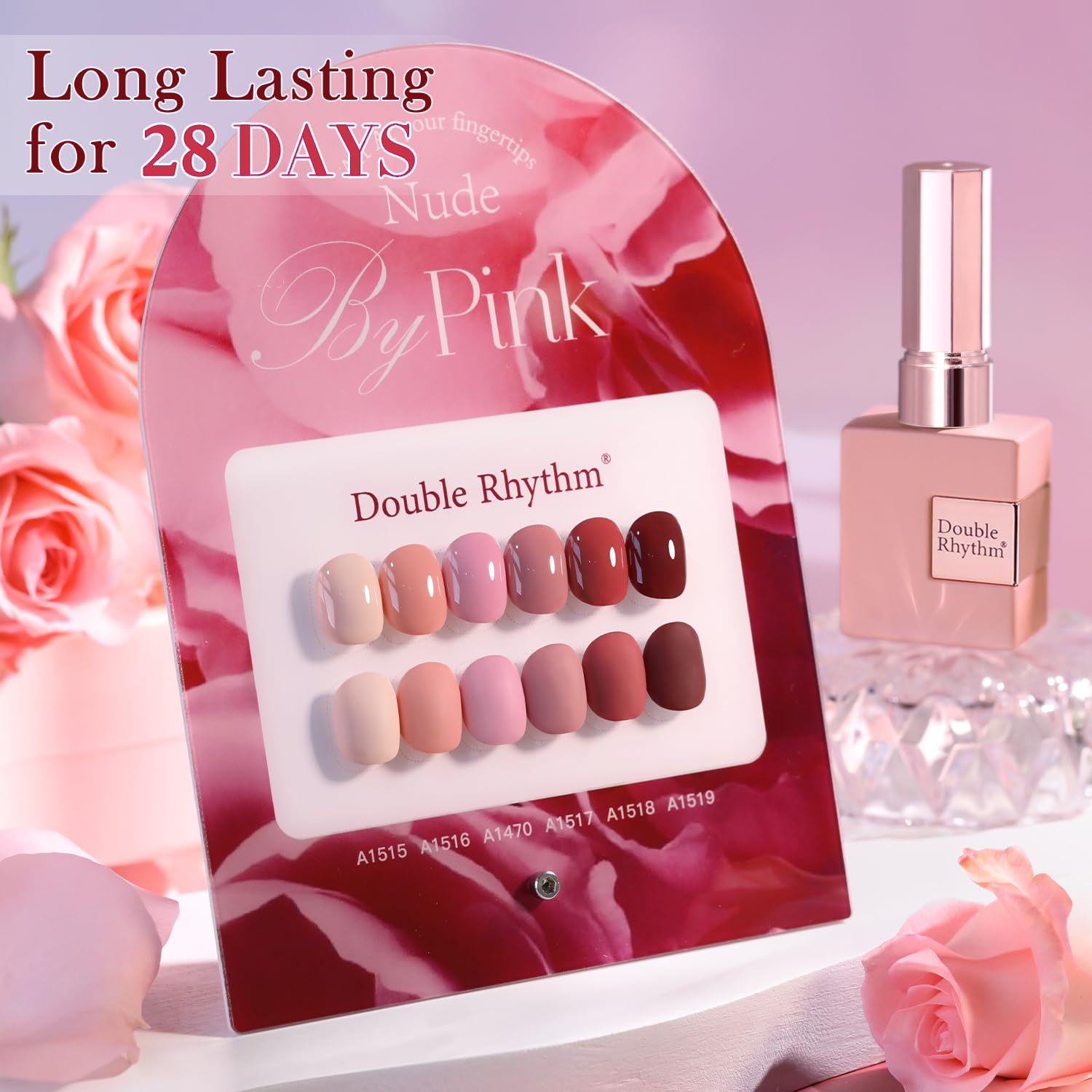 Gray Double Rhythm 6 Pcs 15 ML Gel Polish Set Same Color Same Bottle Soak Off Gel Polish Kit Nail Art Manicure Salon DIY at Home for Women (Burgundy Red Nude Pink Purple Beige-T6-3)