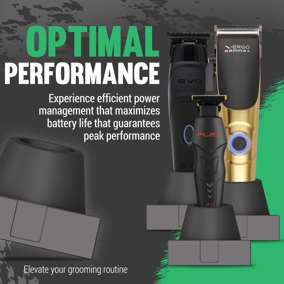 Dark Slate Gray Tomb 45 Power Pod for Gamma and Stylecraft Ergo Trimer - All in One Charging Stand for Mens Trimmers - High Performance