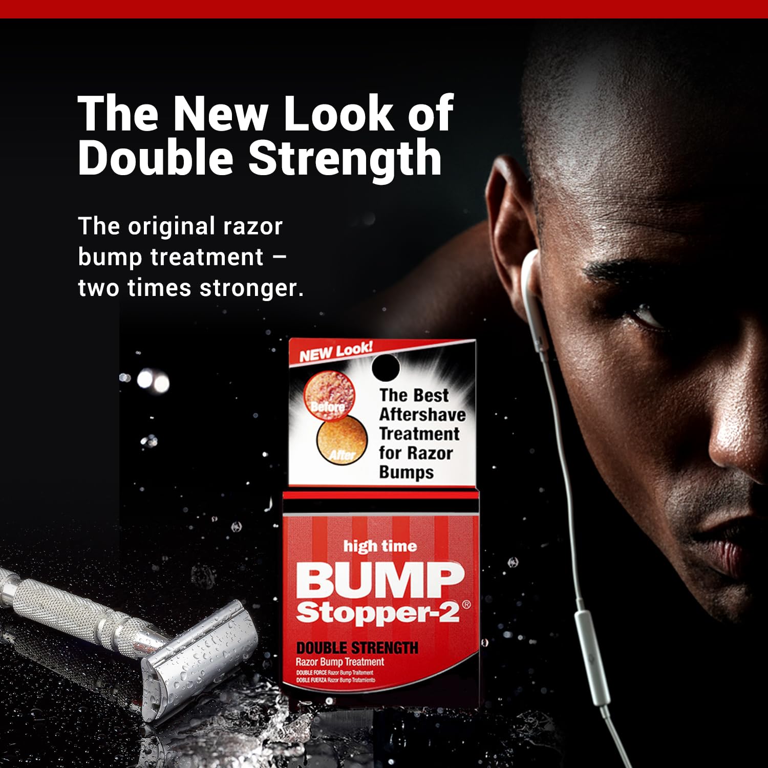 Black High Time Bump Stopper 2 Double Strength Ingrown Hair Cream for Face and Body | Aftershave Lotion for Men and Women | Razor Bump Balm | 0.5 OZ (2 Pack)