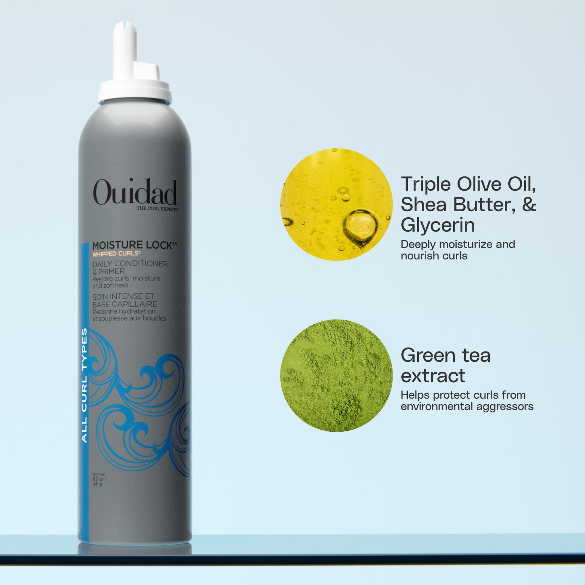Lavender Ouidad Moisture Lock Whipped Curls Daily Hair Conditioner and Primer - 8.5 fl oz, Olive Oil, Shea Butter, and Glycerin, Curl Moisturizing Conditioner and Leave-in Styling Primer, All Curl Types