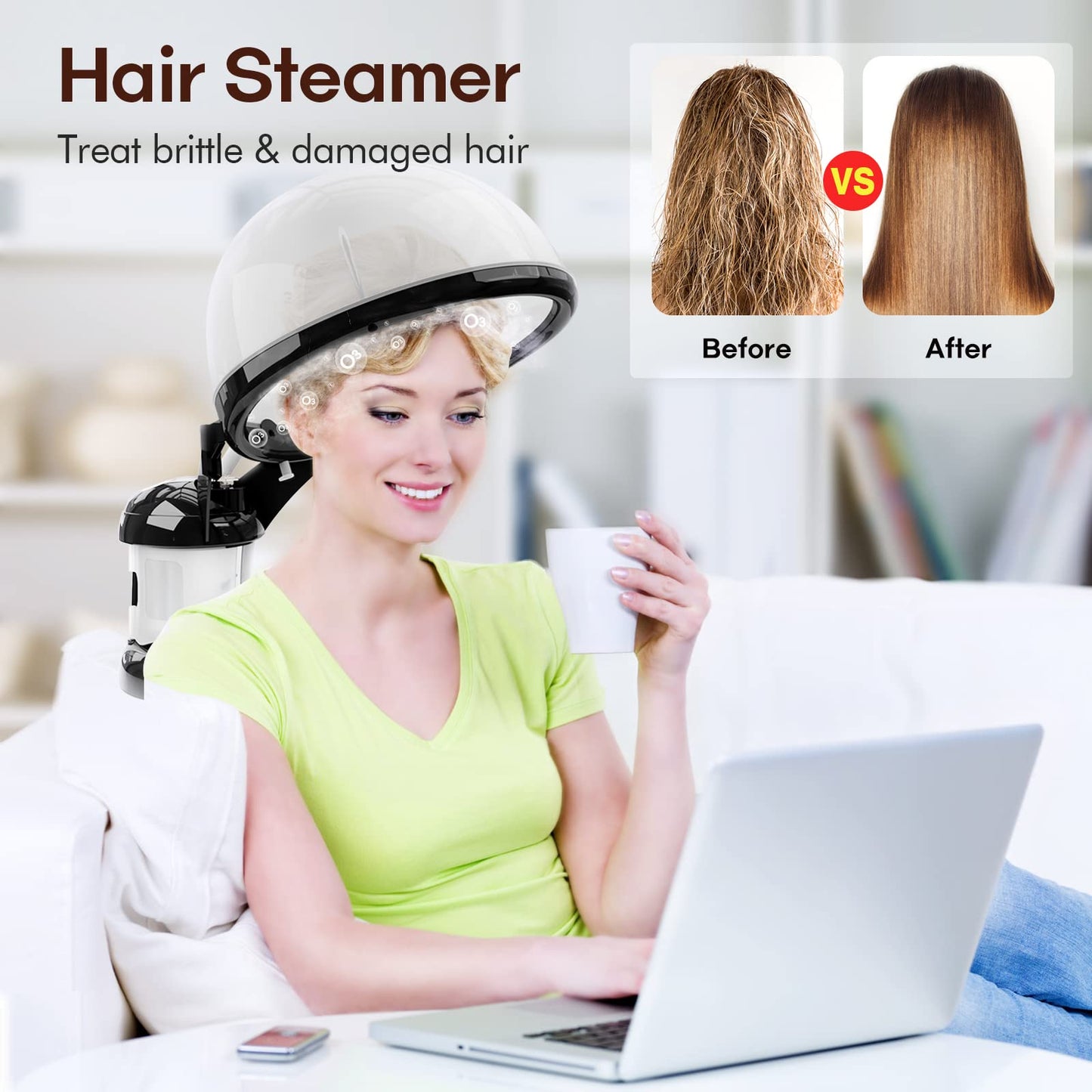 Lavender Hair Steamer Kingsteam 2 in 1 Ozone Facial Steamer, Design for Personal Care Use at Home or Salon Barber