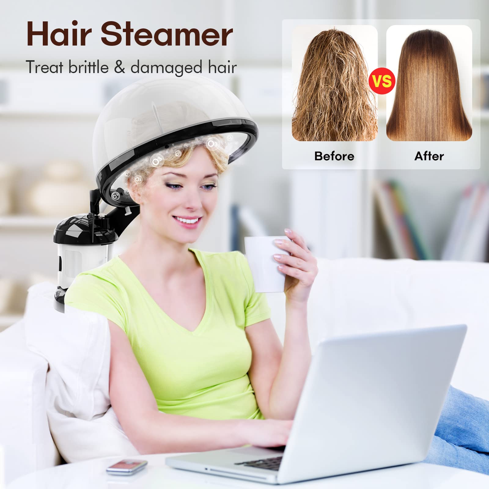 Lavender Hair Steamer Kingsteam 2 in 1 Ozone Facial Steamer, Design for Personal Care Use at Home or Salon Barber