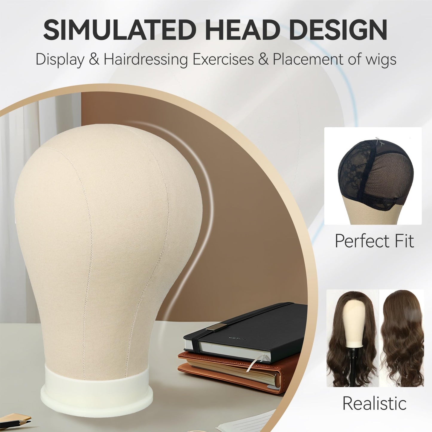 Lavender 22 Inch Wig Head for Wig, Canvas Mannequin Head with Mount Hole, Manikin Head for Wig Making, Styling and Display, Head Contour More Realistic