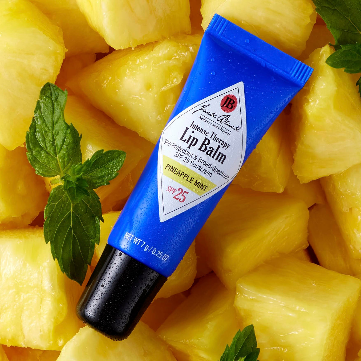 Dark Goldenrod Jack Black - Intense Therapy Lip Balm SPF 25, 0.25 fl oz - Green Tea Antioxidants, Long Lasting Treatment, Broad-Spectrum UVA and UVB Protection, Pineapple Mint Flavor, 0.25 oz.