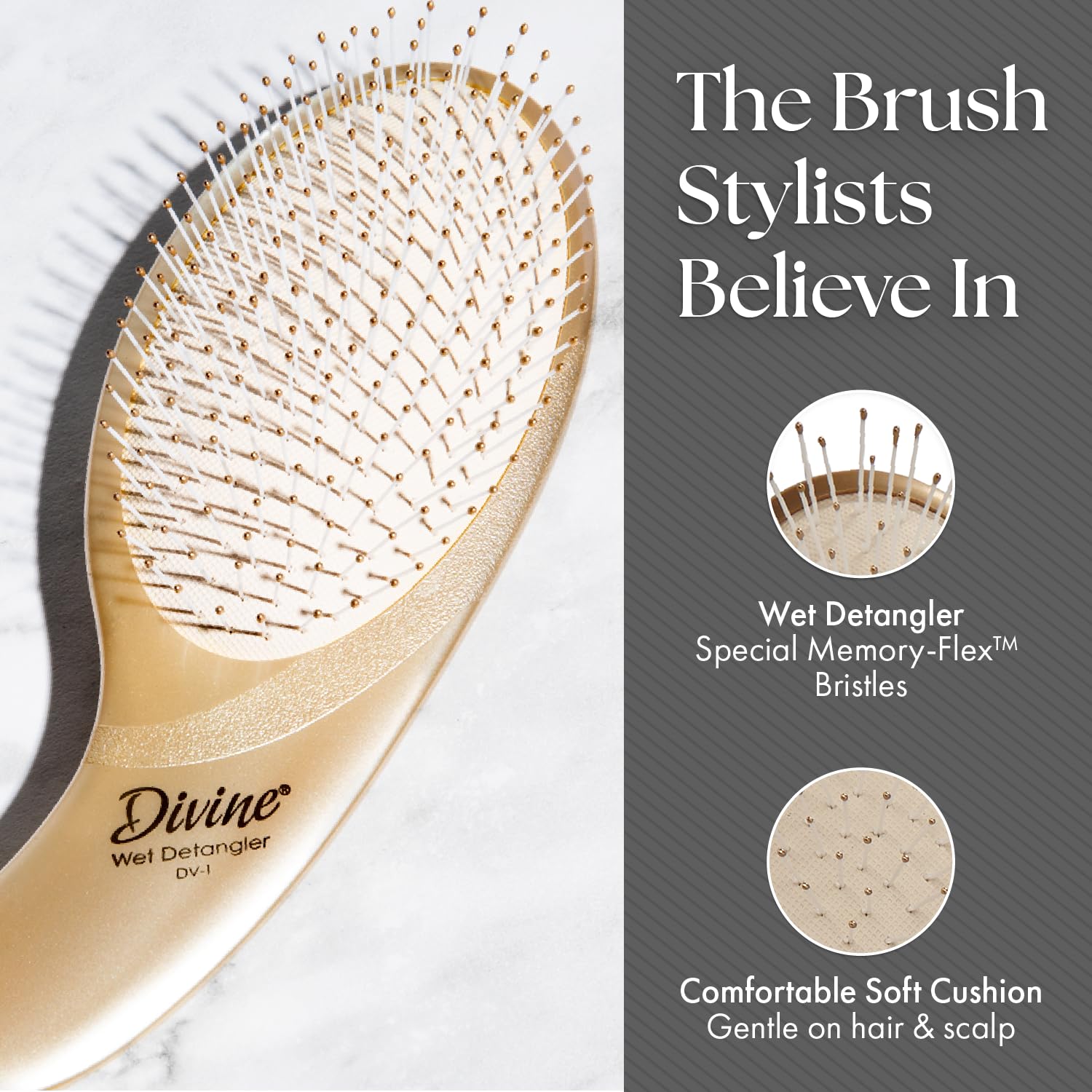 Dim Gray Olivia Garden Divine Paddle Brush for Women and Men - Professional Hair Brush for Thick and Fine Hair - Ideal for Straight, Wavy, and Curly Hair - Ergonomic Design