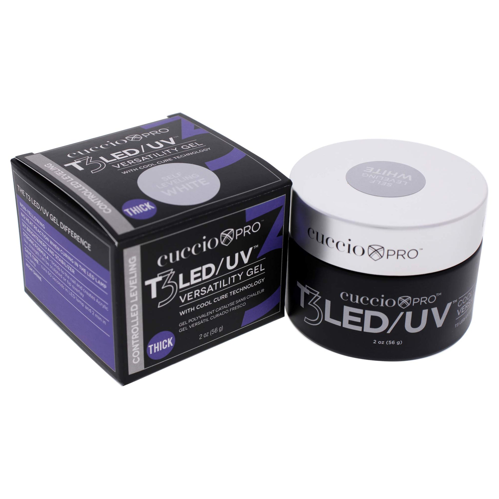 White Smoke Cuccio Pro T3 LED/UV Cool Cure Versatility Gel - Self-Levelling Gel With Calcium - Incredibly Flexible - Strong Adhesion - High Shine Finish - Fast Application - White - 2 Oz Nail Gel