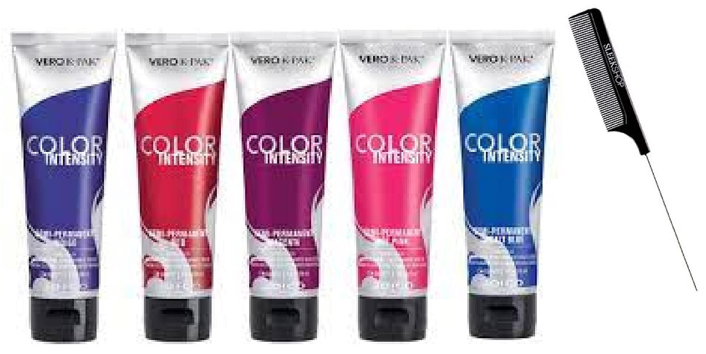 Intense Comb + Co𝐥o𝐫 Int𝐞n𝐬it𝐲 by J, SEMI-PERMANENT Creme Hair Color, Deep, Bold, Vibrant Colours (w/SIeekshop Rat Tail Pin Comb) Cream Haircolor Dye (Am𝐞thy𝐬t PurpI𝐞)