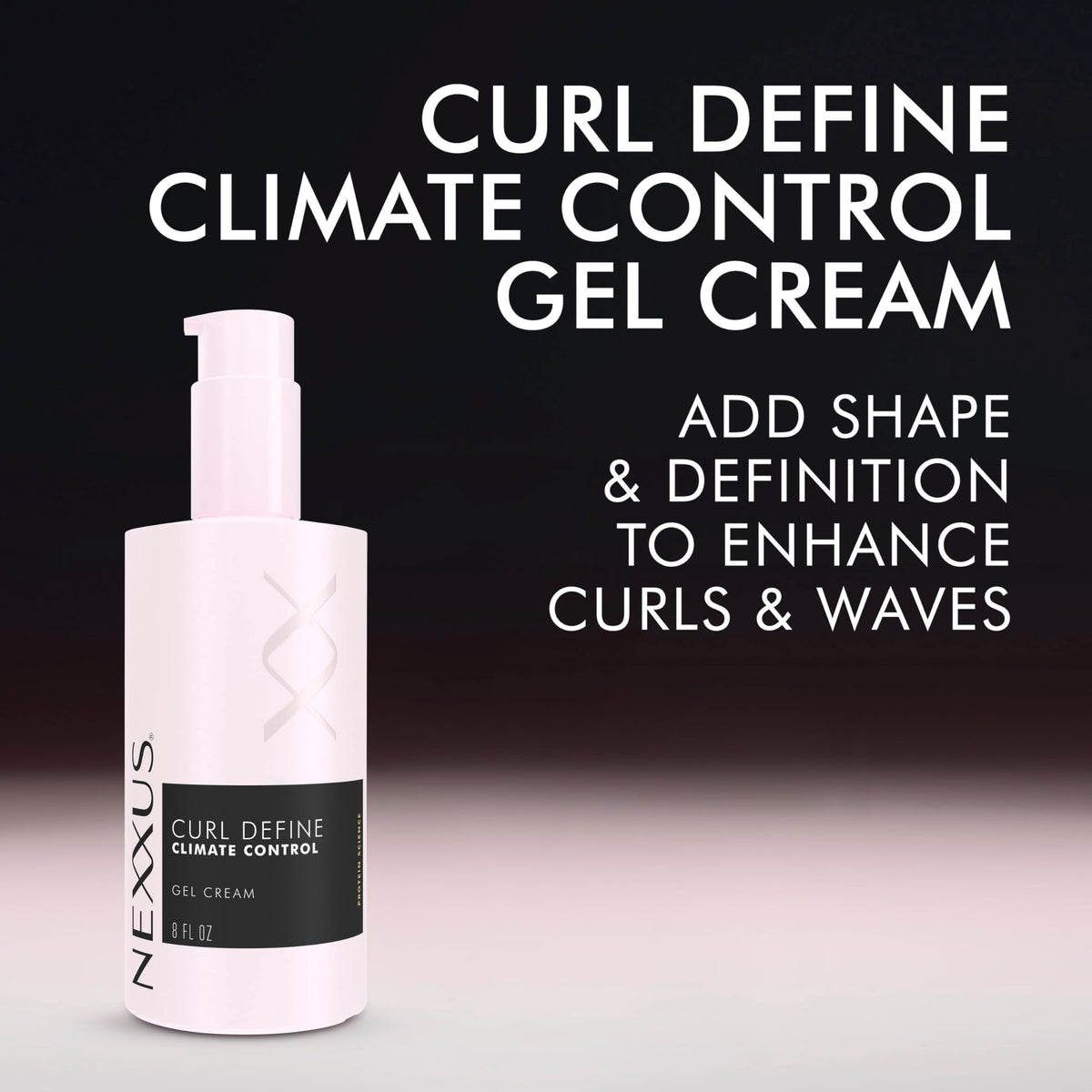Black Nexxus Climate Control Gel Cream Curl Define for Cashmere Curls, with StyleProtect Technology 8 oz