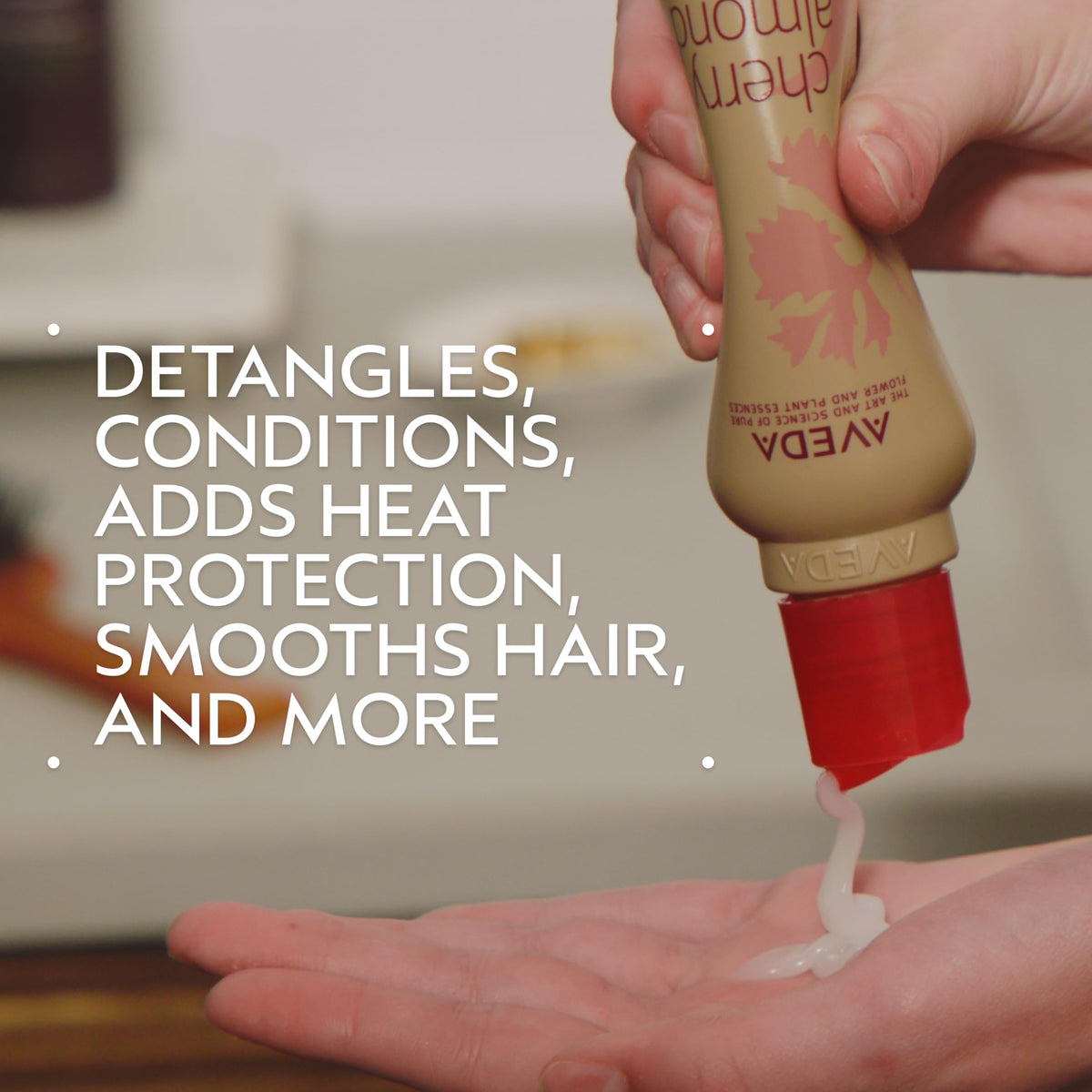 Gray Aveda Cherry Almond Softening Leave-In Conditioner | for Normal to Dry Hair | Detangles, Heat Protection, Controls Frizz | 99% Naturally Derived*| Iconic Aroma of Tonka, Orange, Ylang Ylang, 6.7 Fl Oz