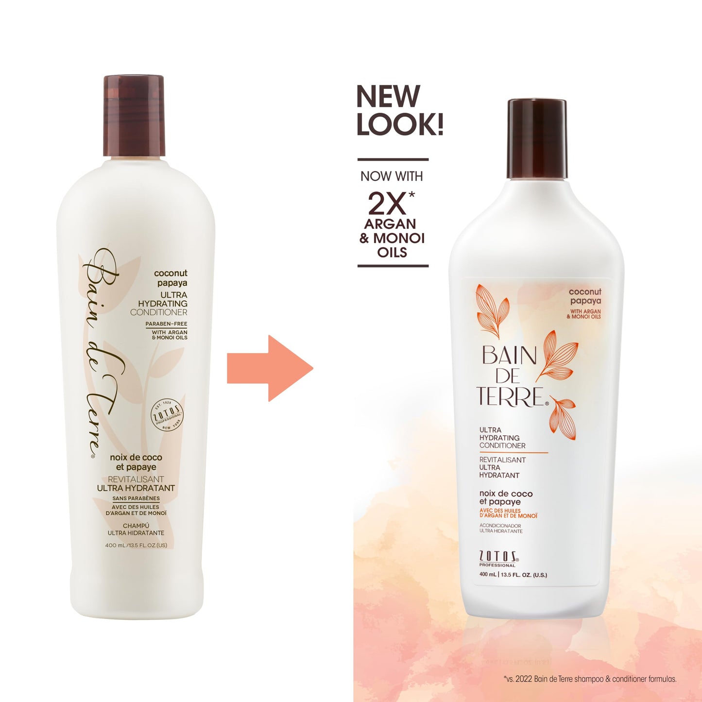 White Smoke Bain de Terre Coconut Papaya Ultra Hydrating Conditioner, Moisture Quench for Dry, Damaged Hair, with Argan & Monoi Oils, Paraben-Free, Color-Safe, Vegan, 13.5 Fl Oz