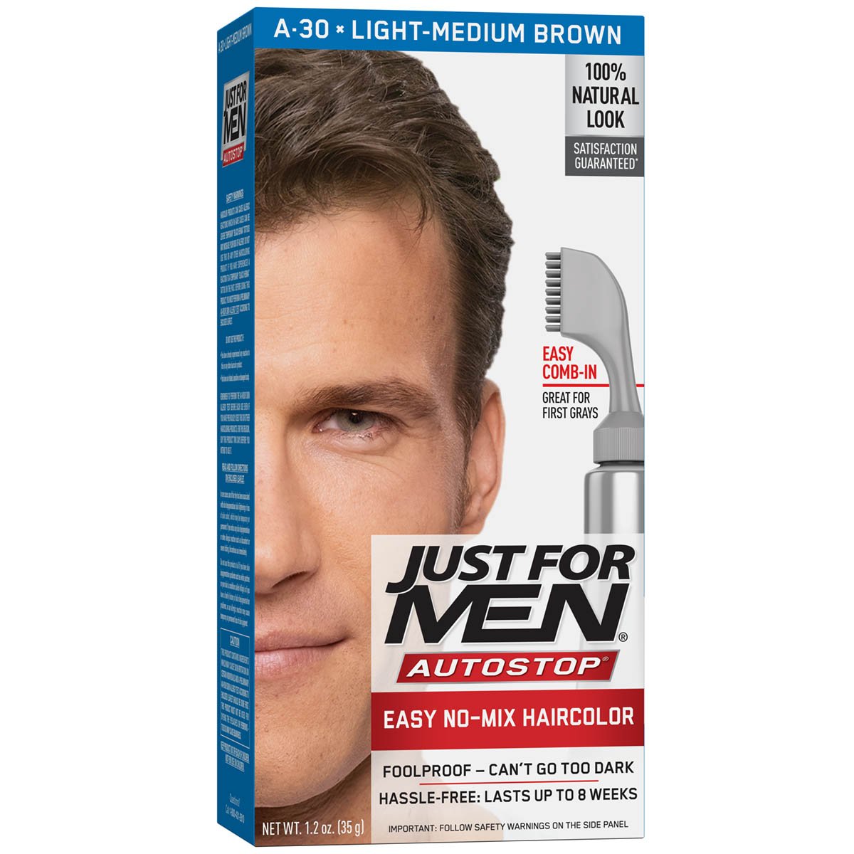 White Smoke Just for Men AutoStop Hair Color, Light Medium Brown