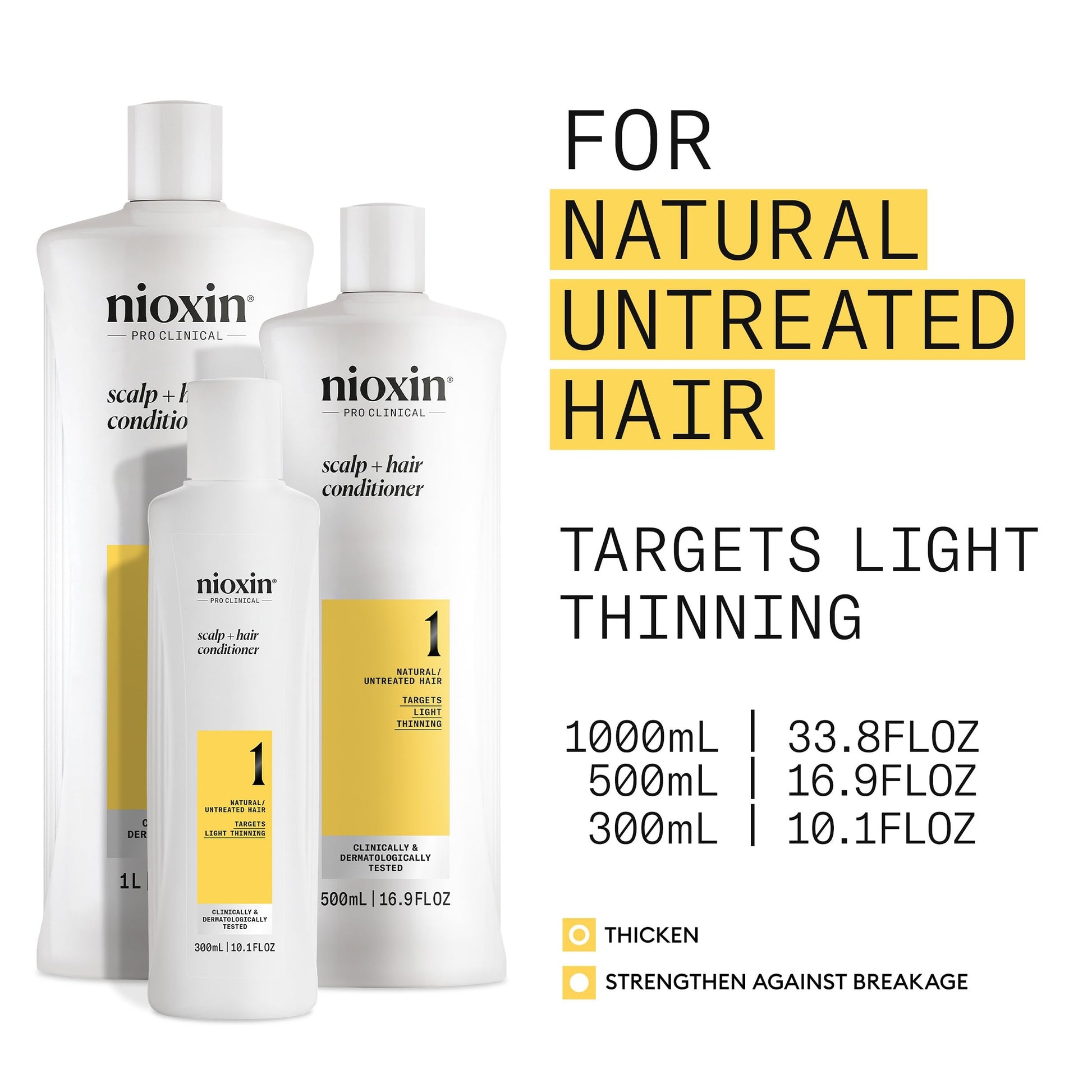 White Smoke Nioxin Scalp + Hair Thickening System 1 Conditioner | For Natural or Untreated Hair with Light Thinning | With Niacinamide and Biotin | 16.9 Fl oz.