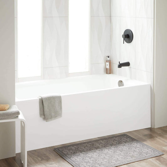 White Smoke Signature Hardware 447042 Sitka 60" Three Wall Alcove Acrylic Soaking Tub with Pre-Drilled Overflow Hole