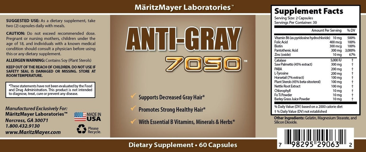 Dark Gray Anti Gray Hair 7050 Restore Natural Hair Color 60 Capsules Per Bottle 10 Bottles