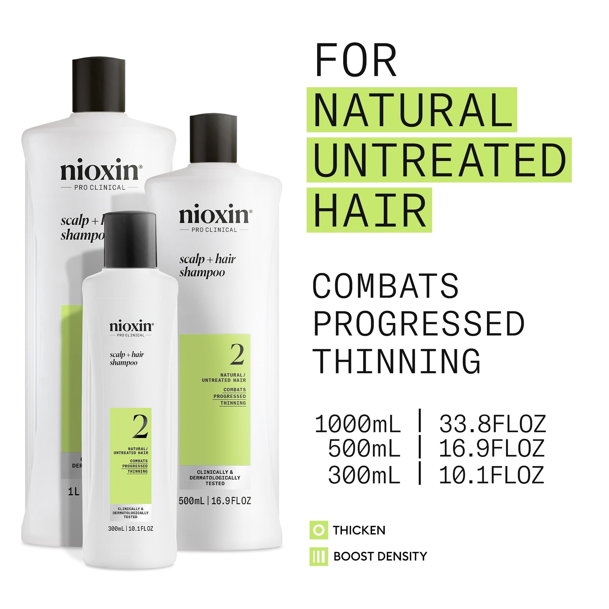 White Smoke Nioxin Scalp + Hair Thickening System 2 Shampoo| For Natural or Untreated Hair with Progressed Thinning| With Niacinamide and Biotin| 33.8 Fl oz.