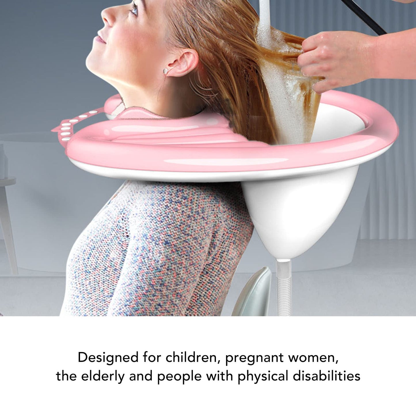 White Smoke Hair Shampoo Basin, Portable Hair Washing Tray Pink with Detachable Drain Hose for Home