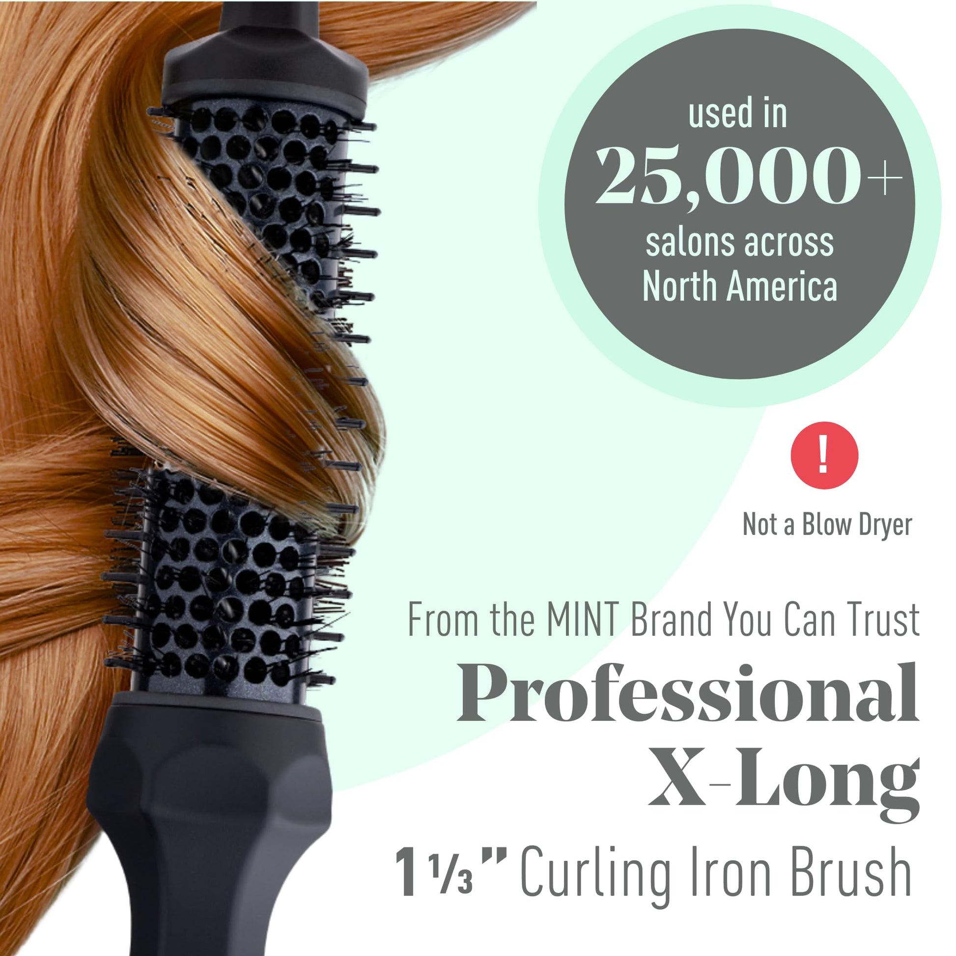 White Smoke MINT Thermal Curling Brushes (1.33 Inch)